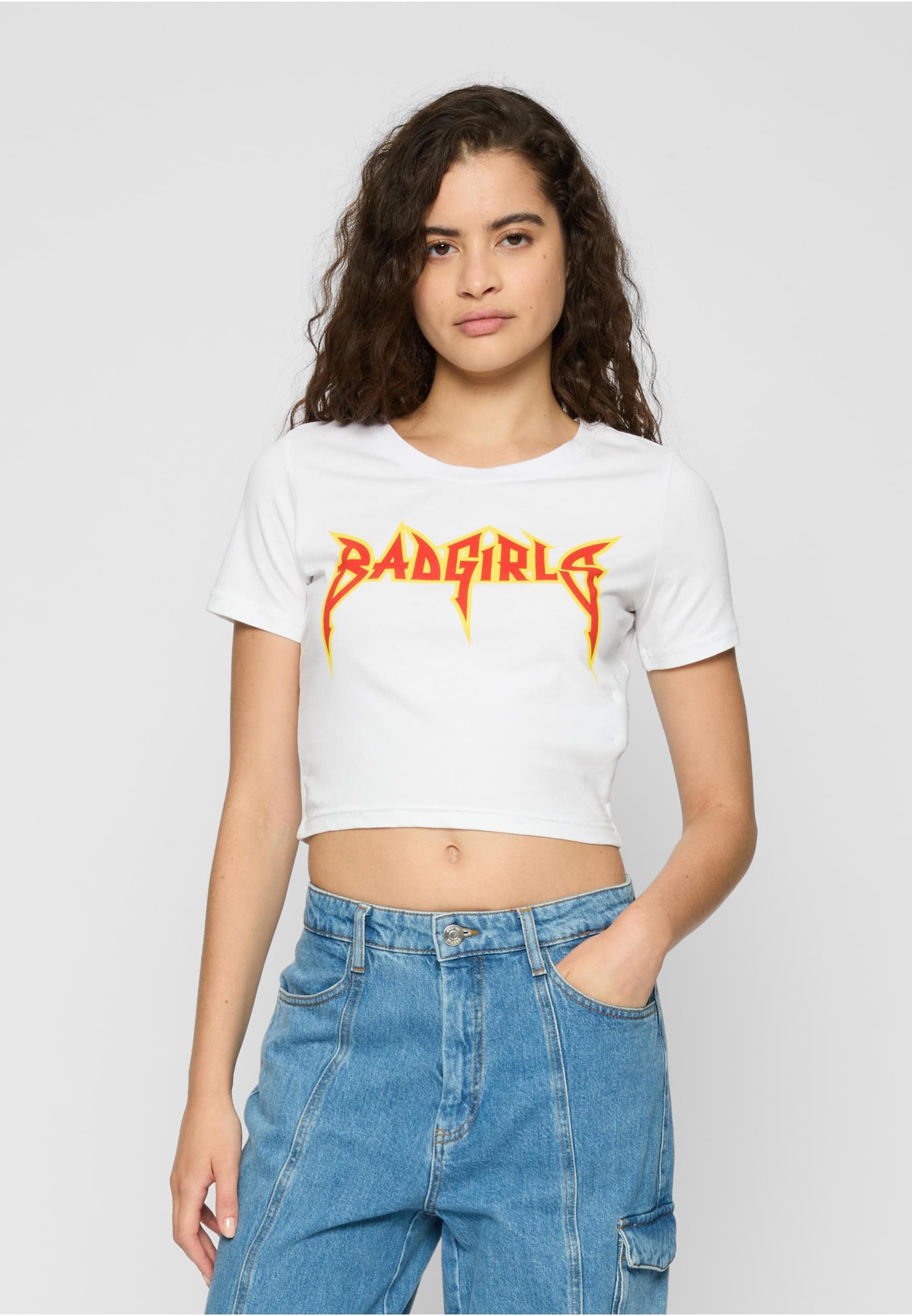 Miss Tee Kurzarmshirt »Miss Tee Damen Badgirls Cropped Tee«, (1 tlg.)