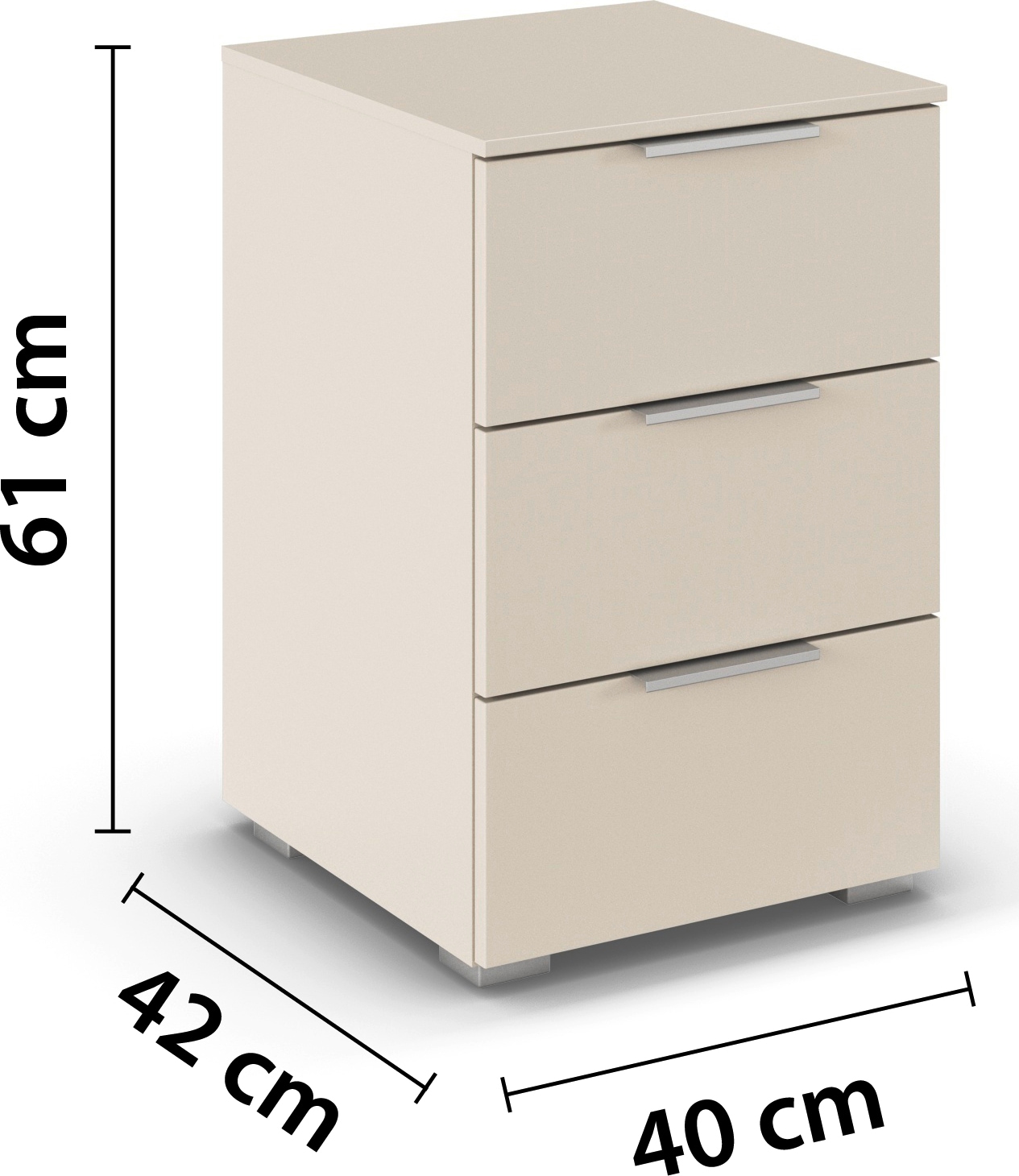 rauch Nachtkommode »Nachttisch Nachtkonsole CORTONA mit Dekor-Front« Breite 40 cm inkl. Soft-Close-Funktion,  mit 3 geräumigen Schubladen, Kantengriff aus Metall MADE IN GERMANY