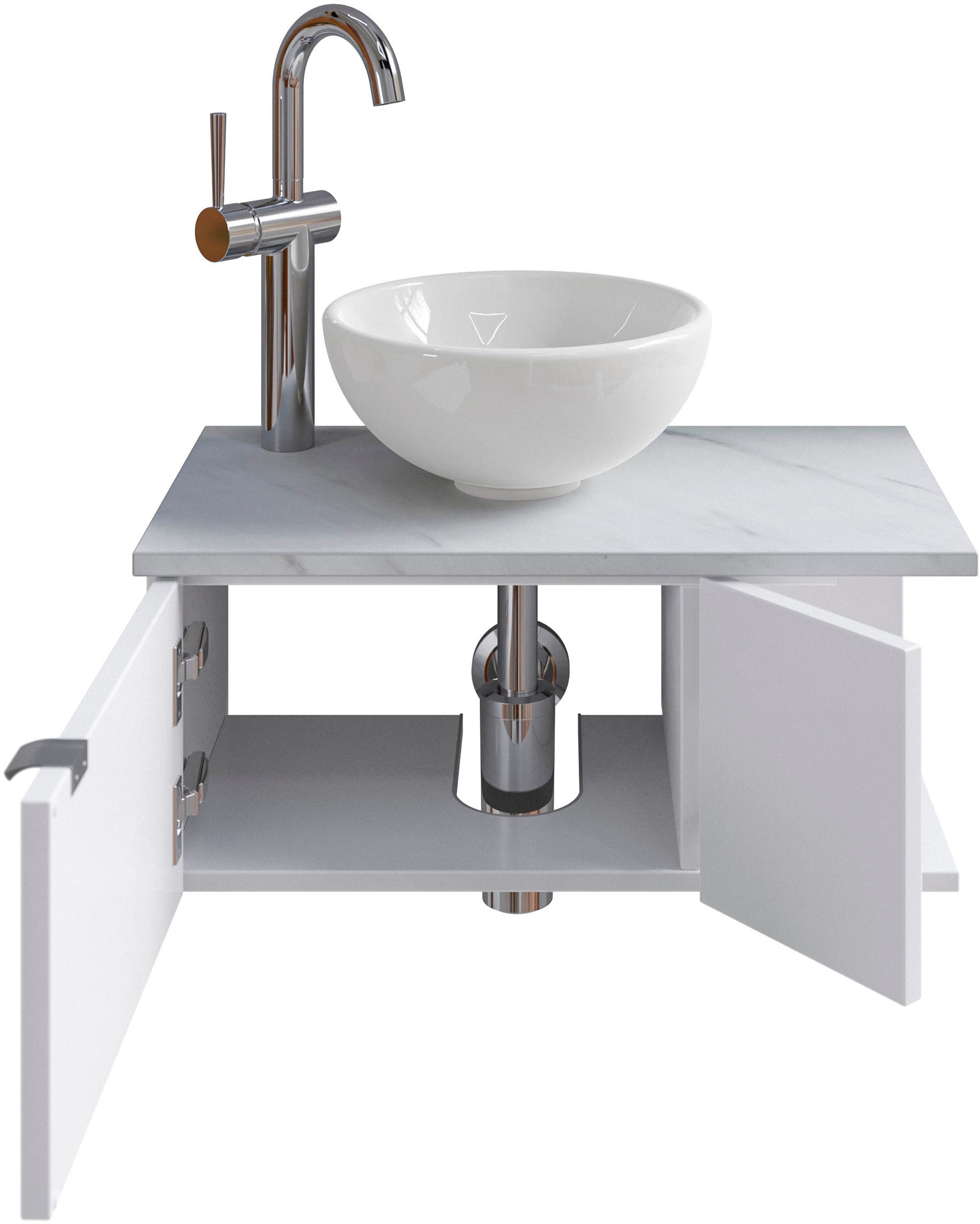 Saphir Badmöbel-Set »Serie 6915«, (4 St.), Gäste-Bad, 70 cm breit, mit LED-Spiegel, offenem Fach und 2 Türen
