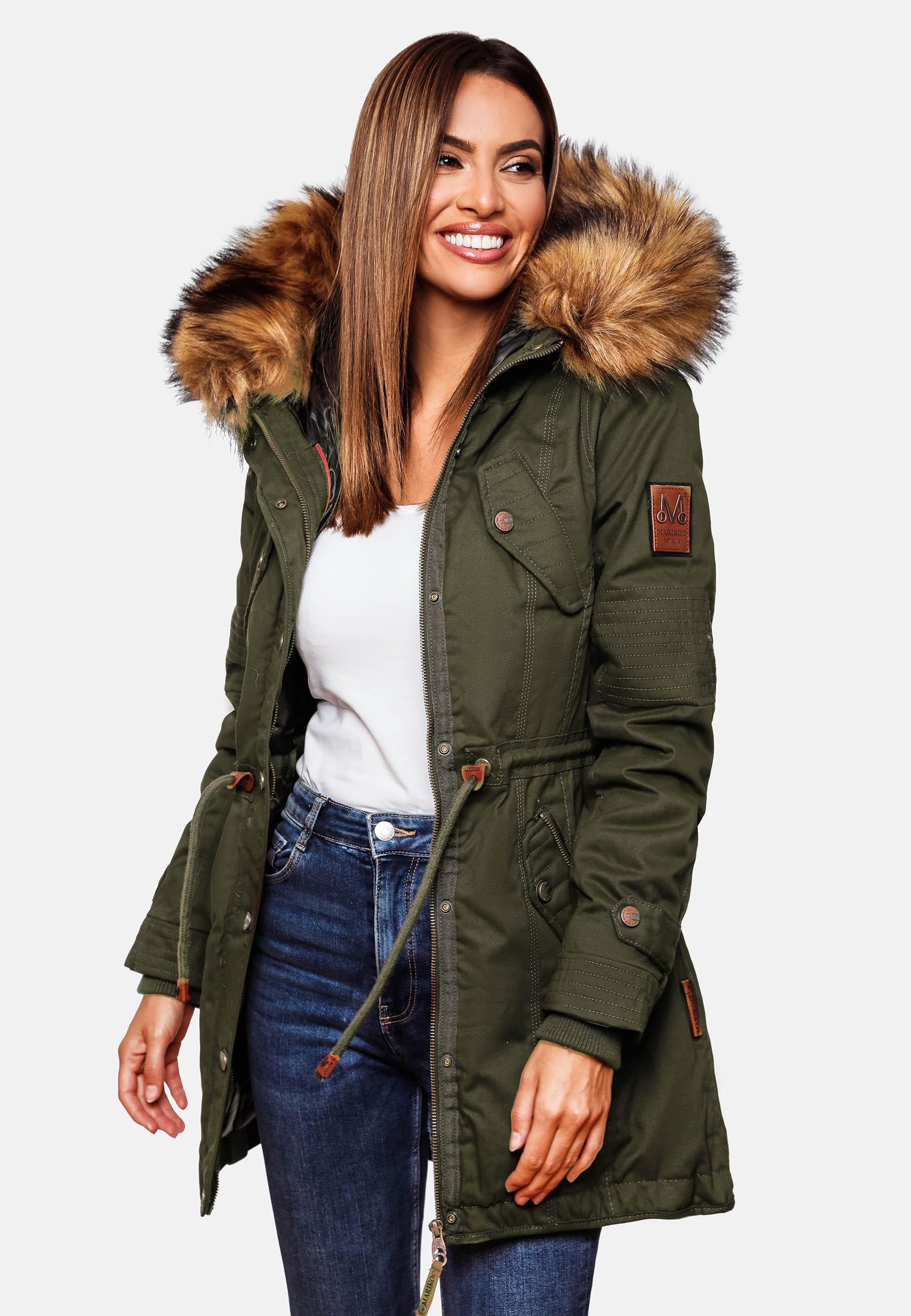 Marikoo Wintermantel »La Viva Prc«, stylischer Winterparka mit abnehmbarem Kunstfell