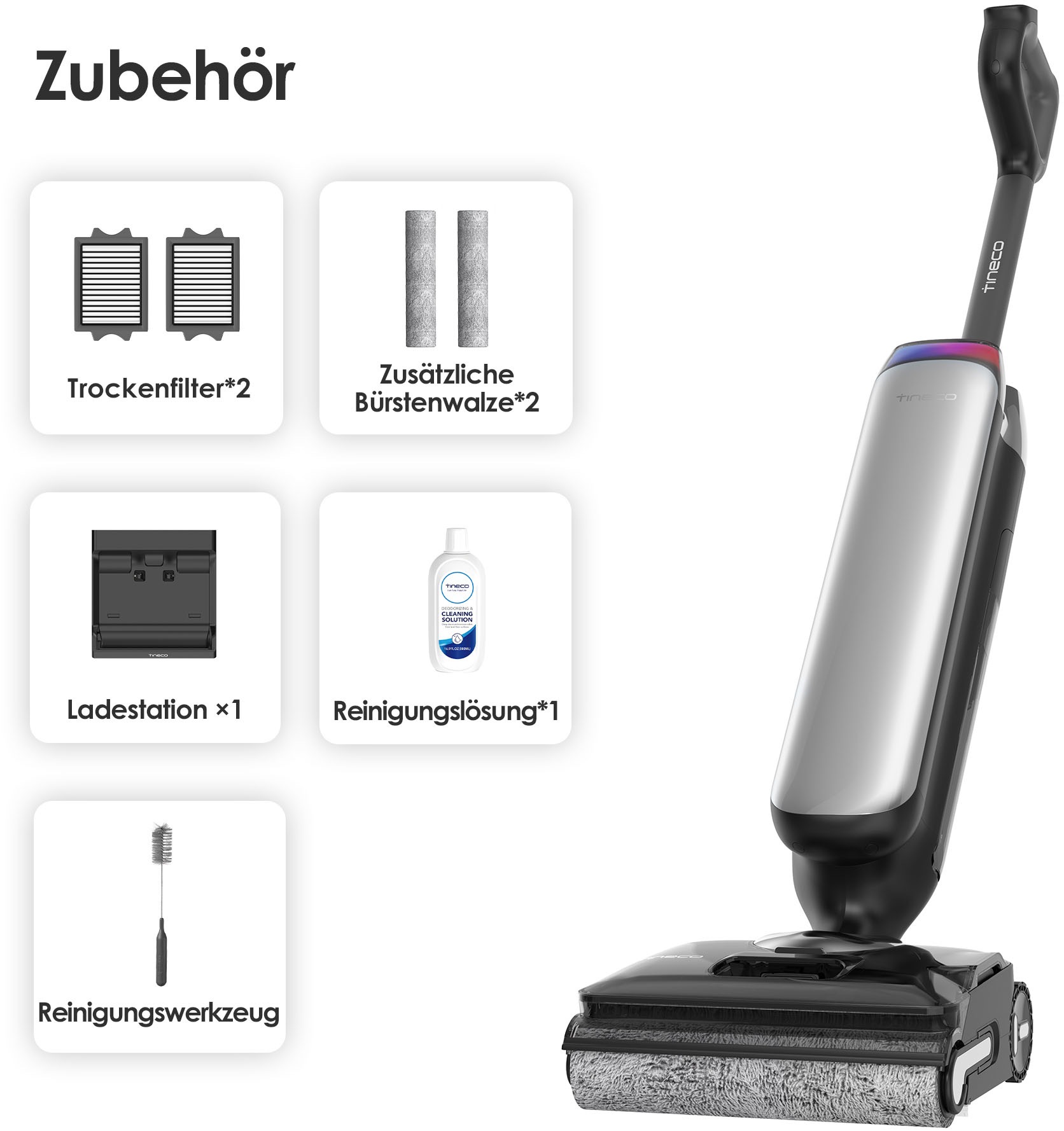 Thumbnail - Tineco Nass-Trocken-Sauger "Floor One S9 Artist Premium, 180 Grad Neigungswinkel, Selbstantrieb", 50 Min Akku, Automatis...