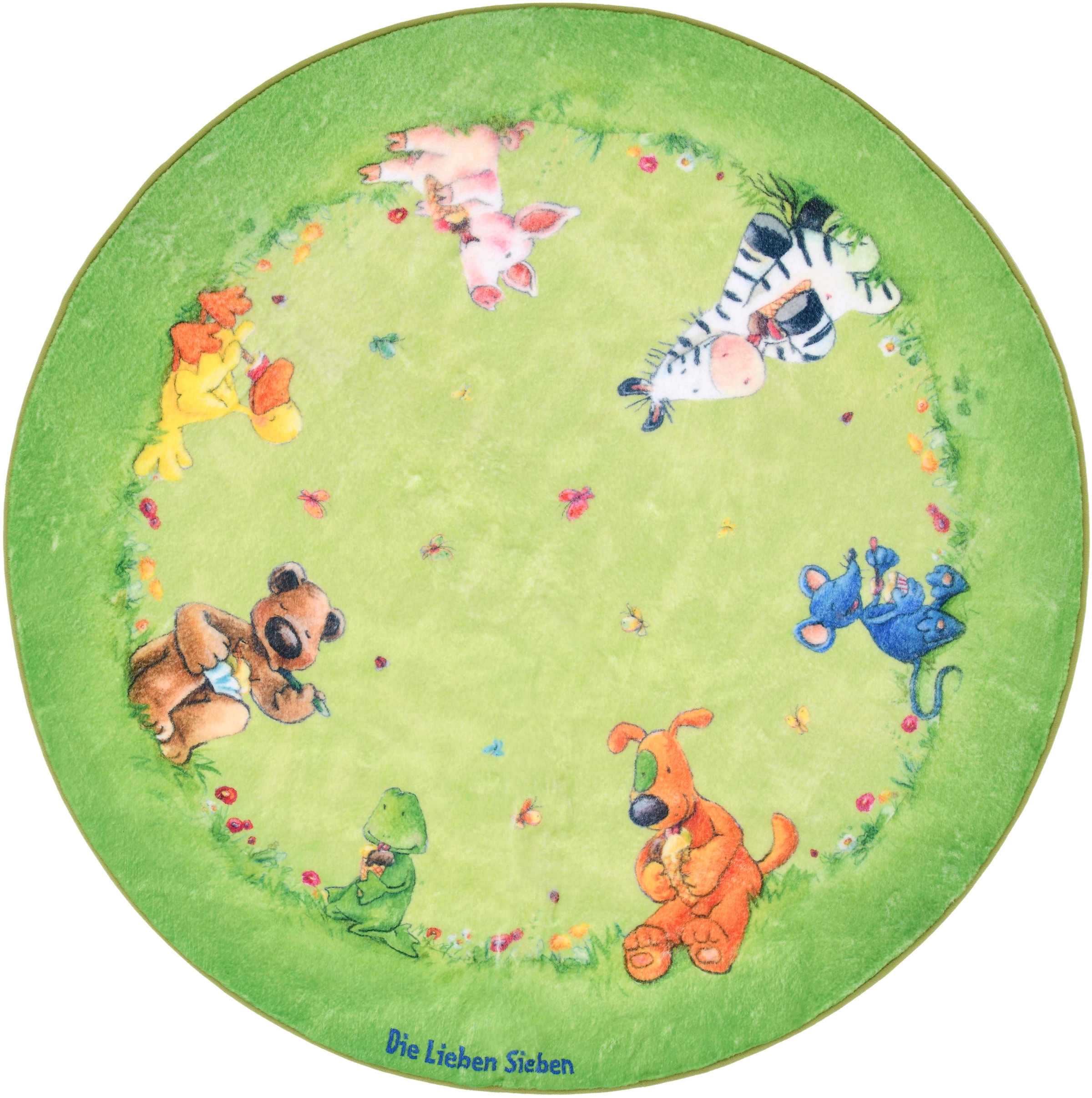 Die Lieben Sieben Kinderteppich »LS-M-233«, rund, 10 mm Höhe, bedruckt, niedliches Tier Motiv