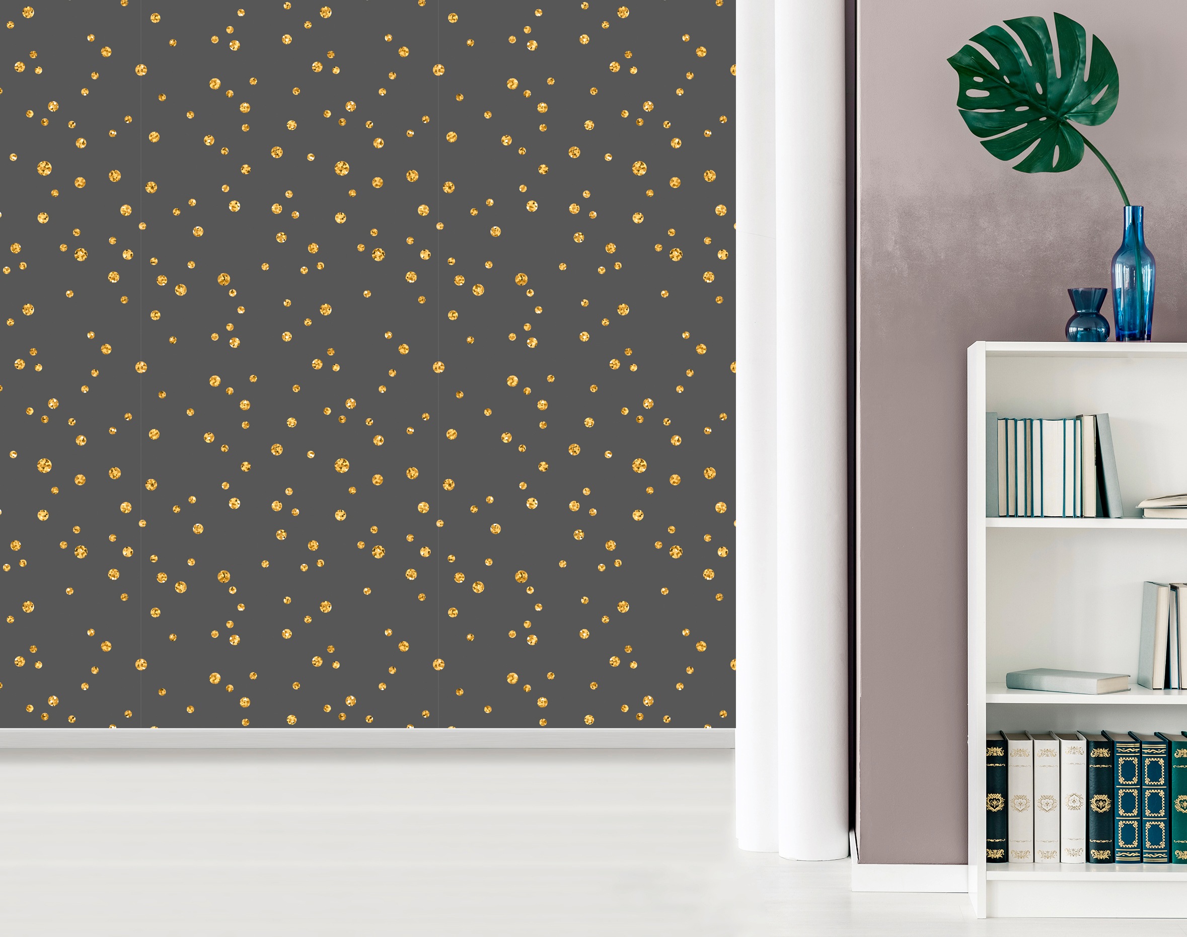 queence Vinyltapete »Camilla«, bedruckt-Motiv-gemustert-3D-Optik-gepunktet, 90x250cm, selbstklebend, kinderleichte Anbringung, Sticker