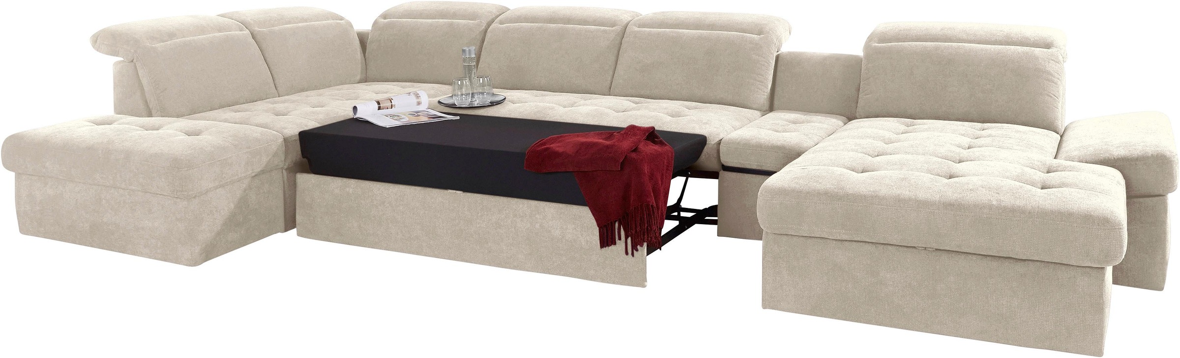 Thumbnail - sit&more Wohnlandschaft "Stardust U-Form" inklusive Kopfteilverstellung, Armlehnenfunktion und Tischelement