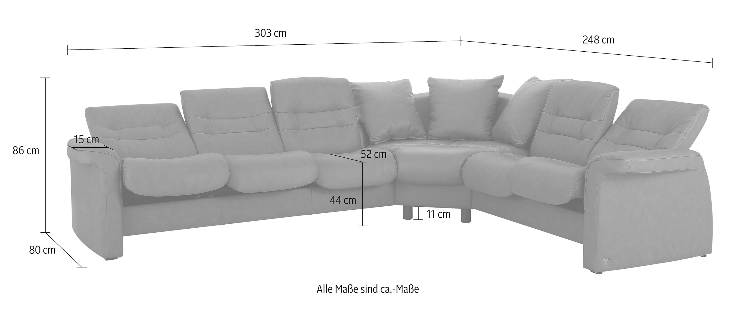 Stressless® Ecksofa »Sapphire«, Low Back, inklusive Relaxfunktion & Rückenverstellung, Breite 303 cm