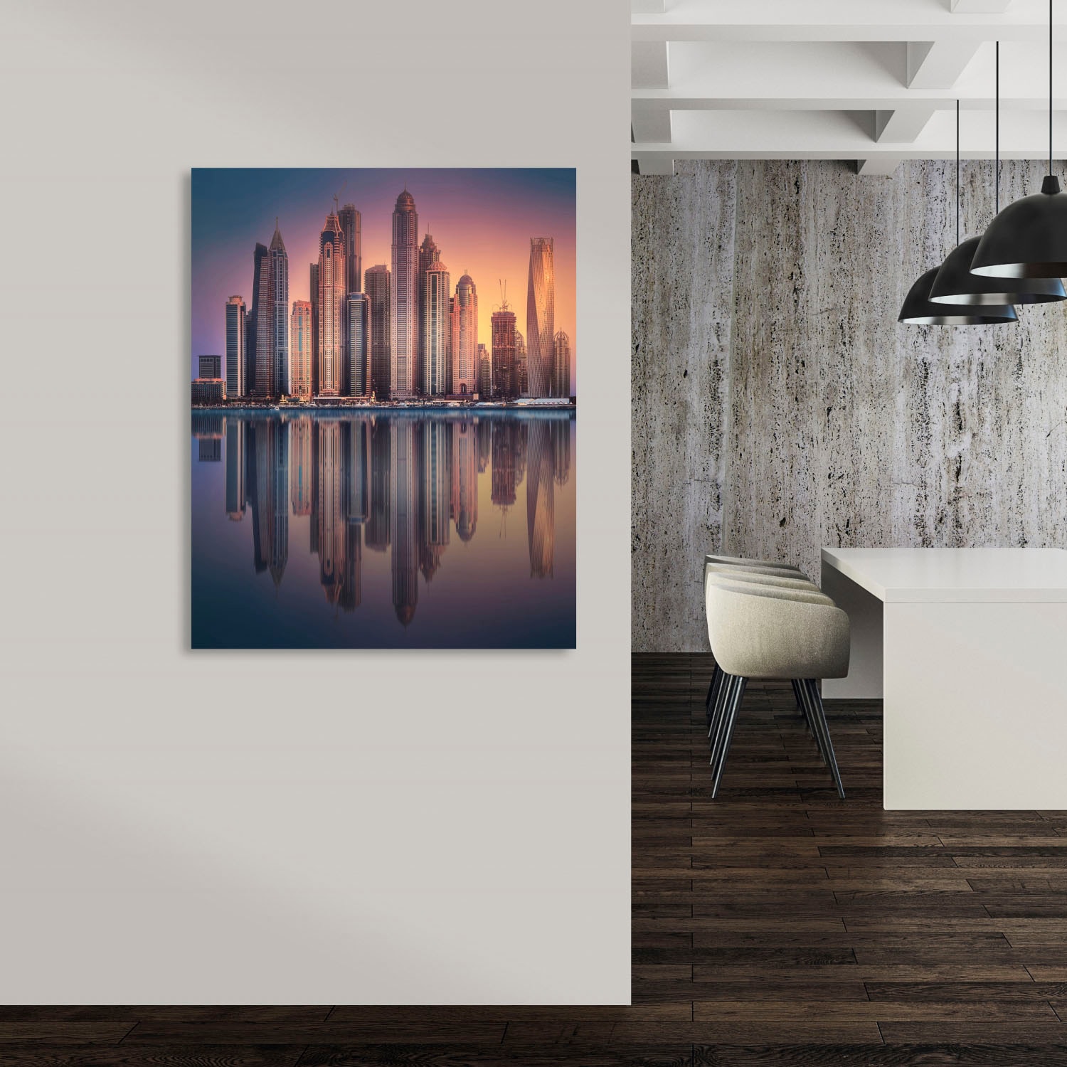 queence Acrylglasbild »Hochhäuser«, Skyline-Gebäude-Städte, Fine Art-Print in Galeriequalität