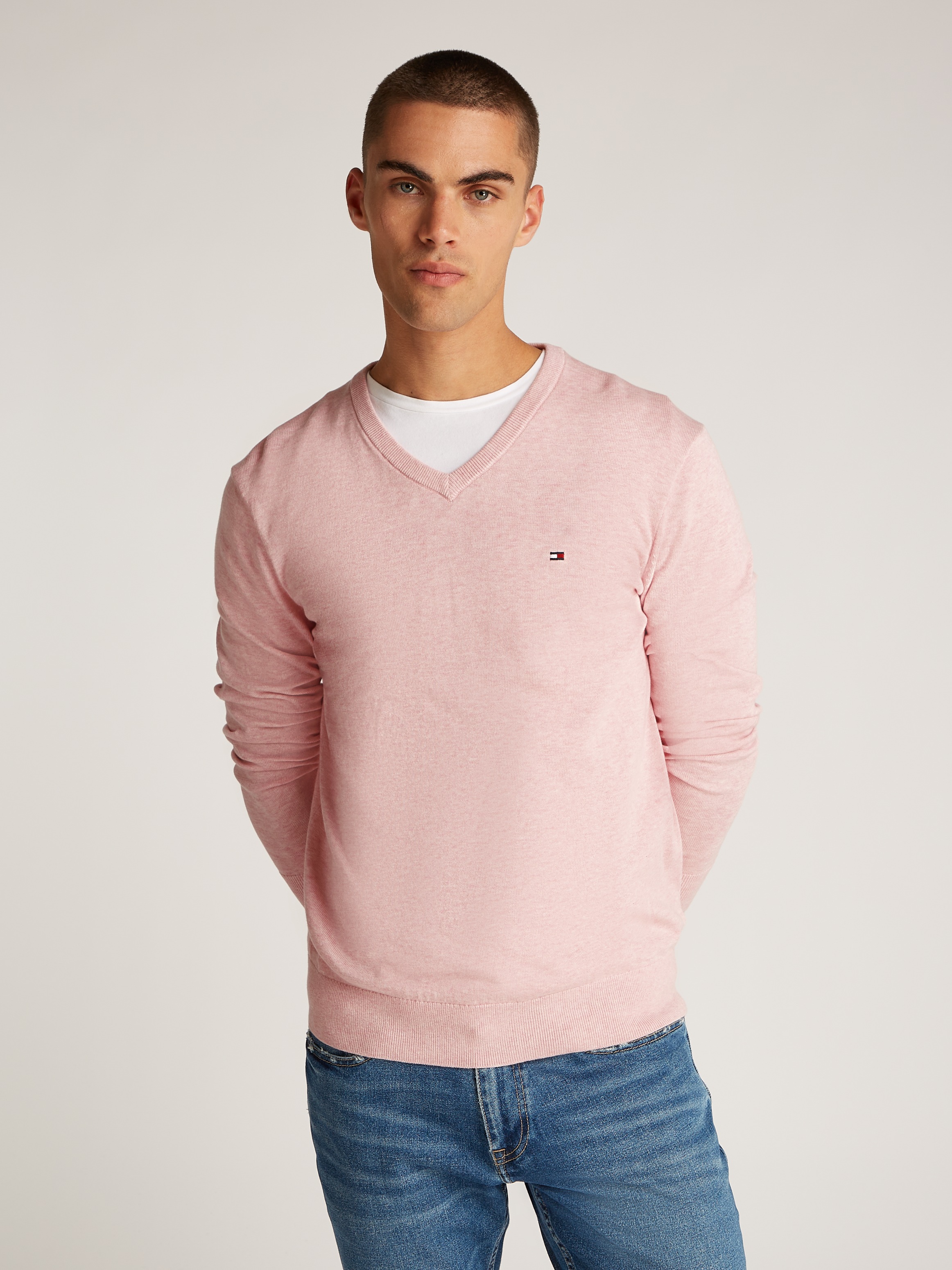 Tommy Hilfiger Strickpullover »ESSENTIAL COTTON V NECK«