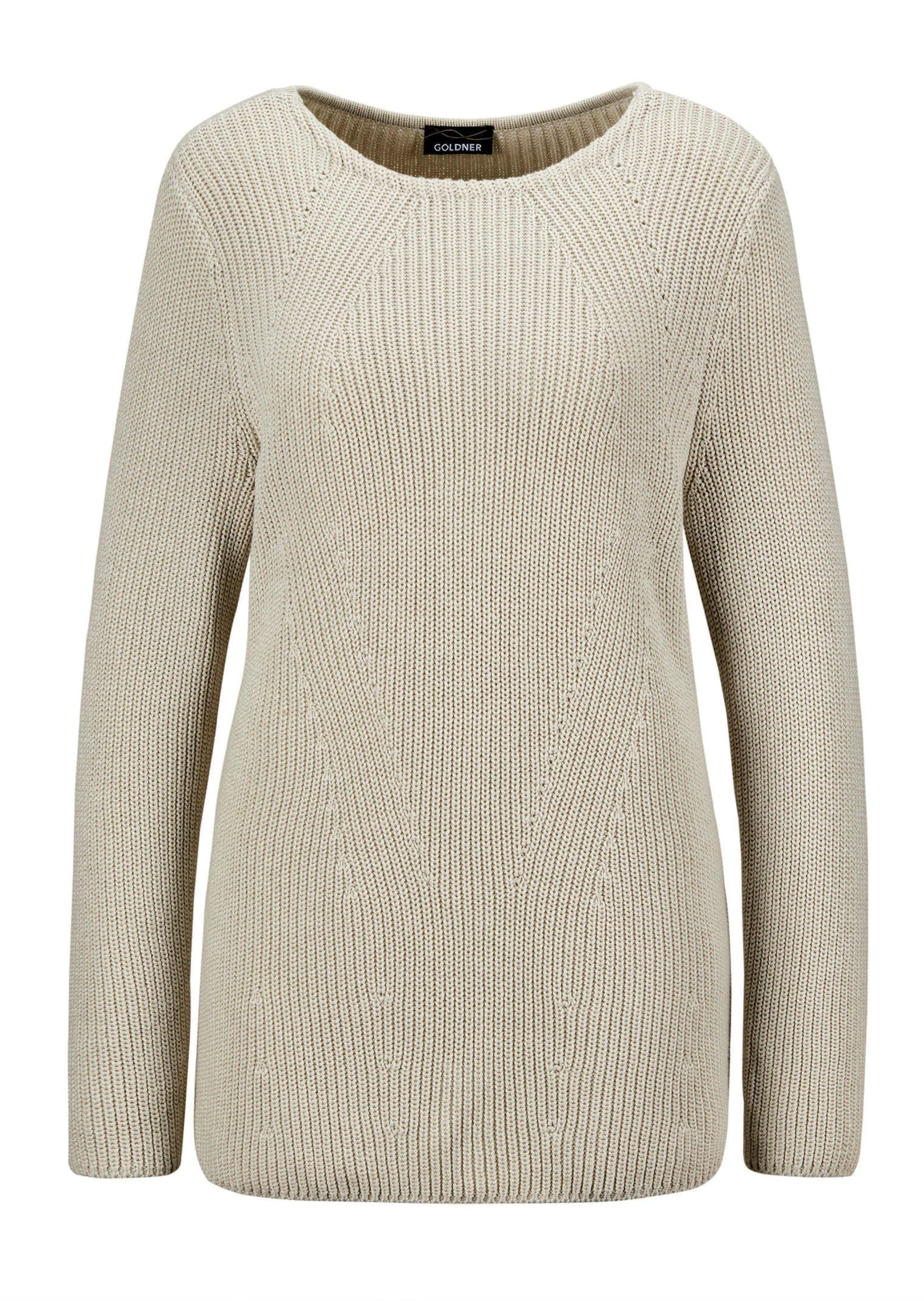 GOLDNER Strickpullover "Kurzgröße Baumwollpullover mit Patentgrobstrick" Ohne