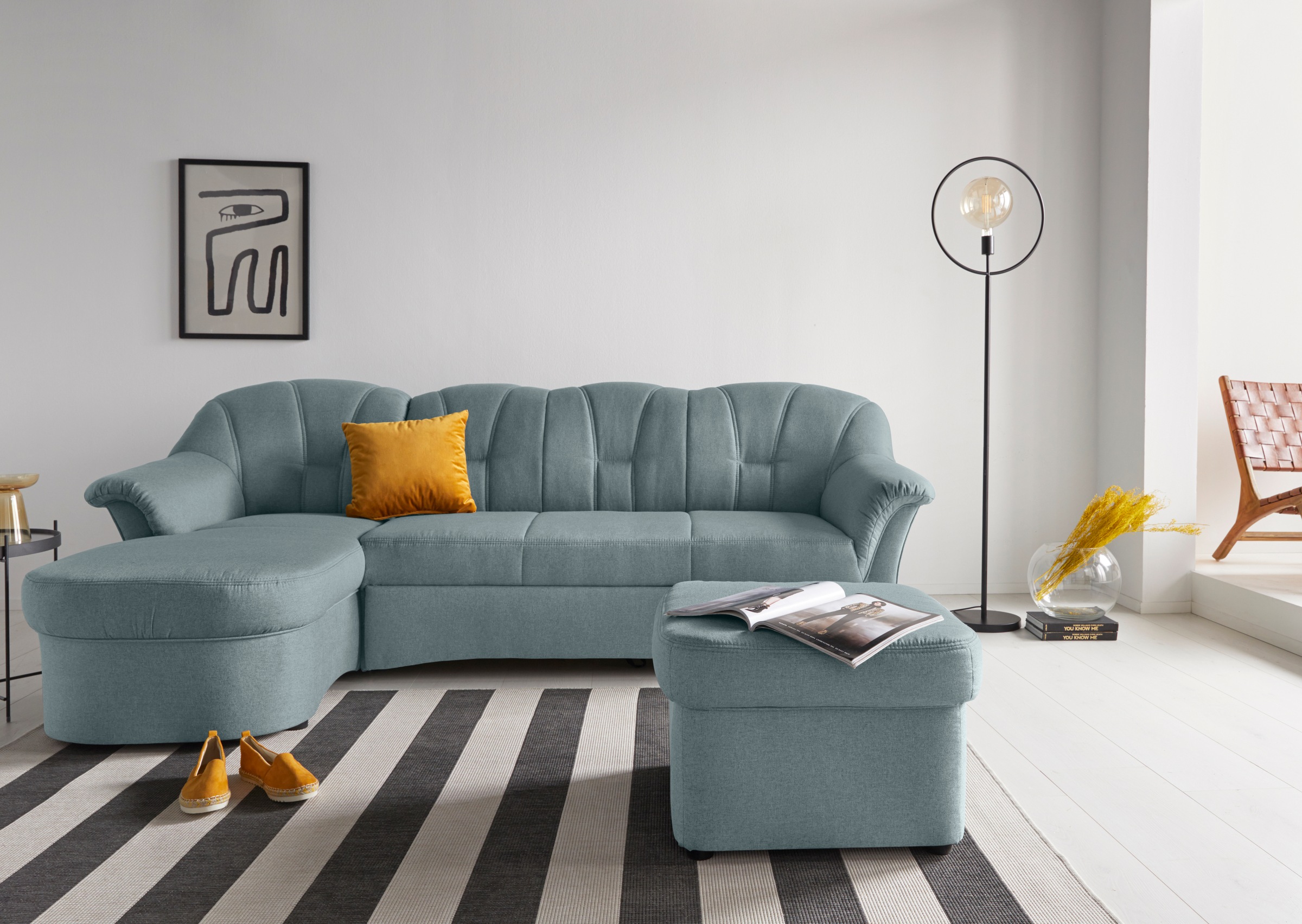 DS PRODUKT Ecksofa "Papenburg, zeitlose Rückensteppung, elegante Formenspra günstig online kaufen