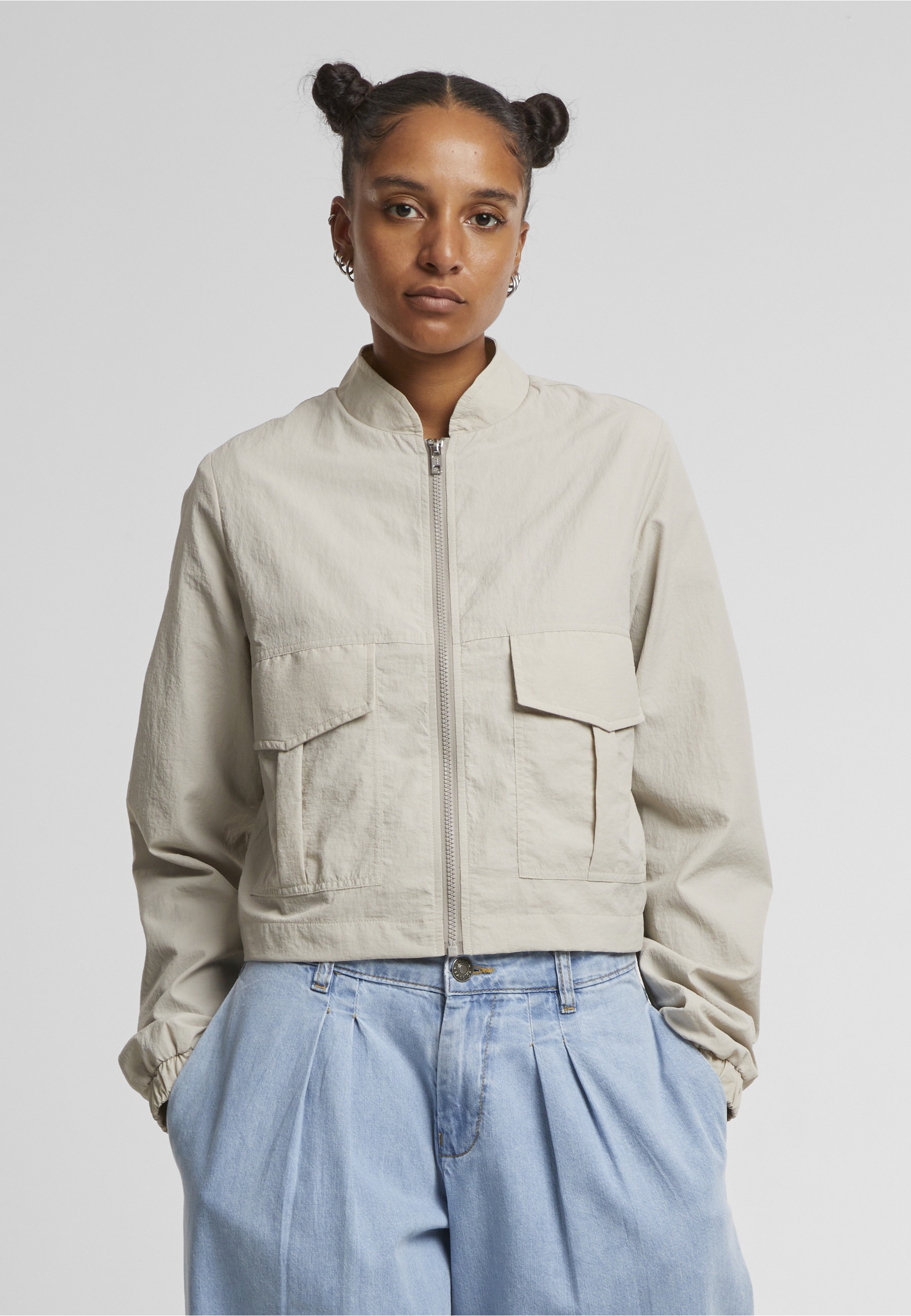 URBAN CLASSICS Windbreaker »Urban Classics Ladies Short Crinkle Jacket« 1 Stk. tlg. mit Kapuze