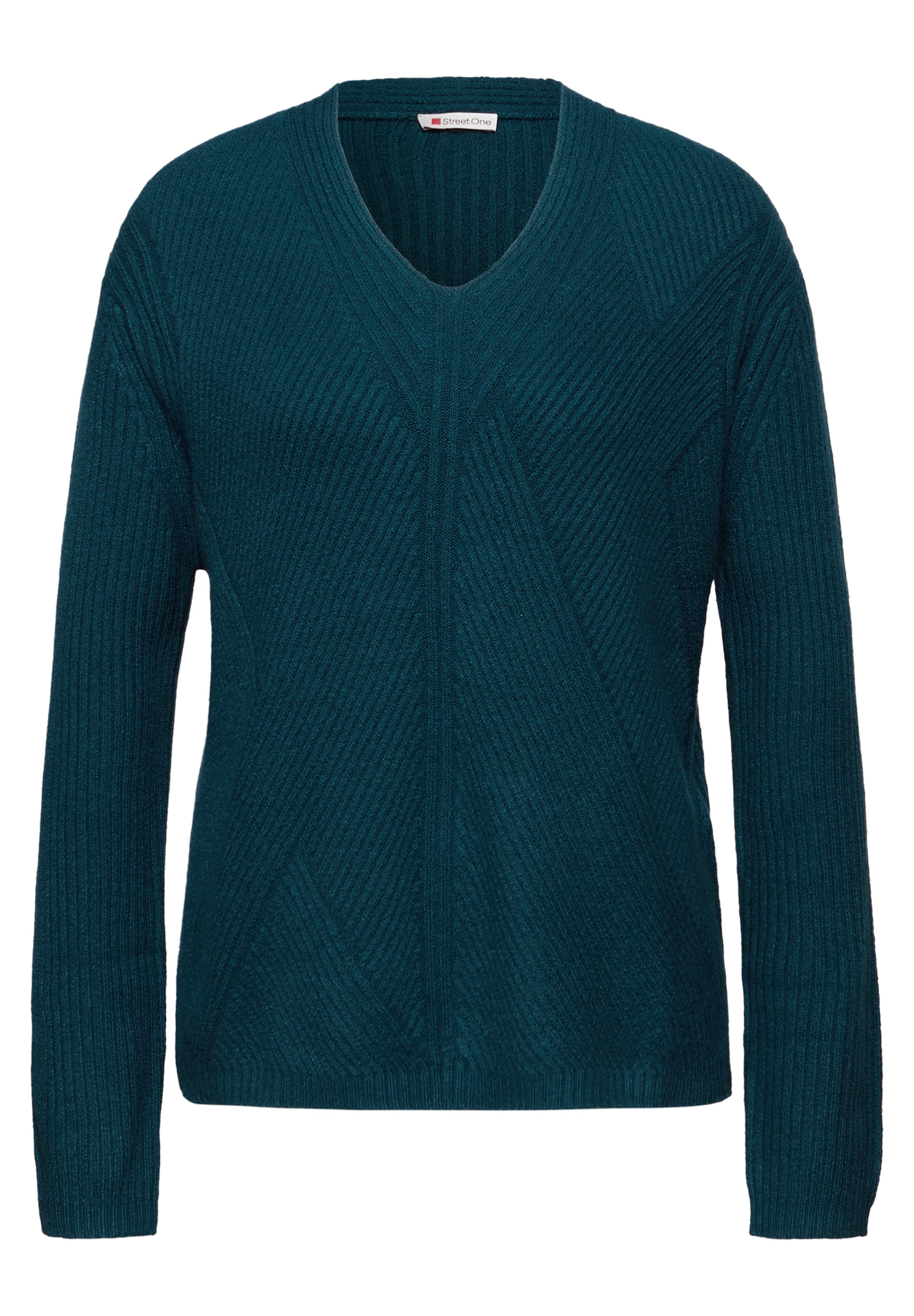STREET ONE V-Ausschnitt-Pullover, in Unifarbe