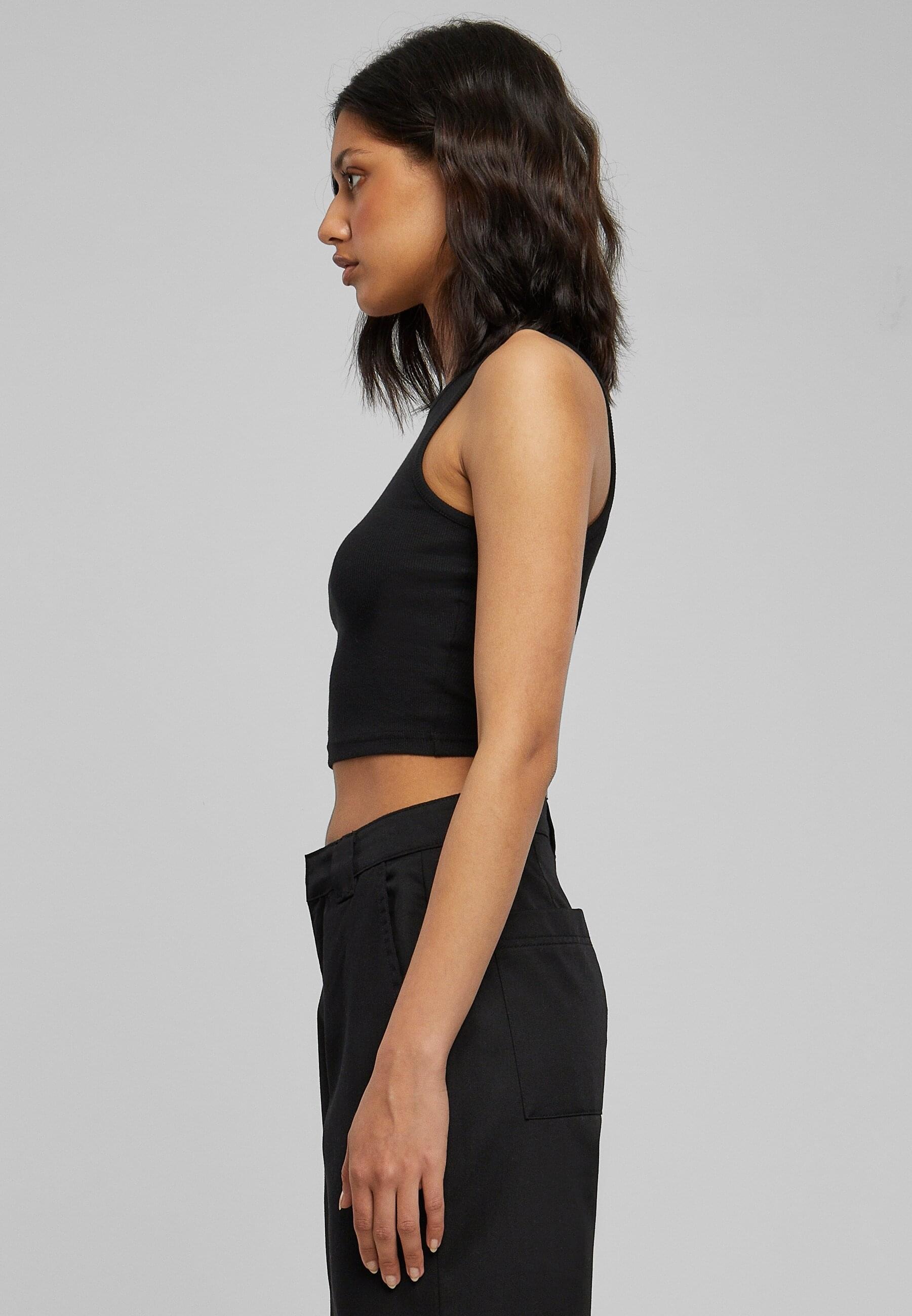 URBAN CLASSICS Muskelshirt »Urban Classics Damen Ladies Cropped Rib Top«, (1 tlg.)