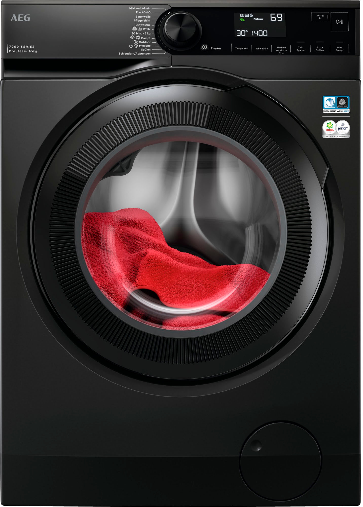 AEG Waschmaschine "LR7FS75490", B:60cm H:85cm T:64cm, schwarz, Waschmaschinen, ProSteam: Auffrischen mit Dampf statt Waschen und 96 % Wasser sparen
