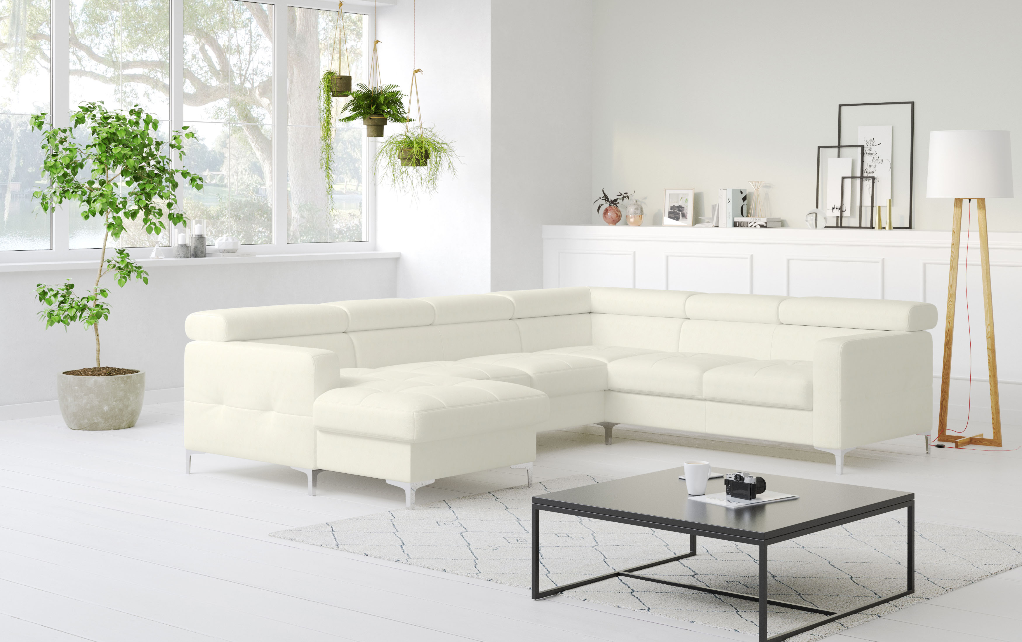 COTTA Wohnlandschaft "Sammy U-Form, B: 304 cm" Kopfteilverstellung, optional Schlaffunktion & Bettkasten