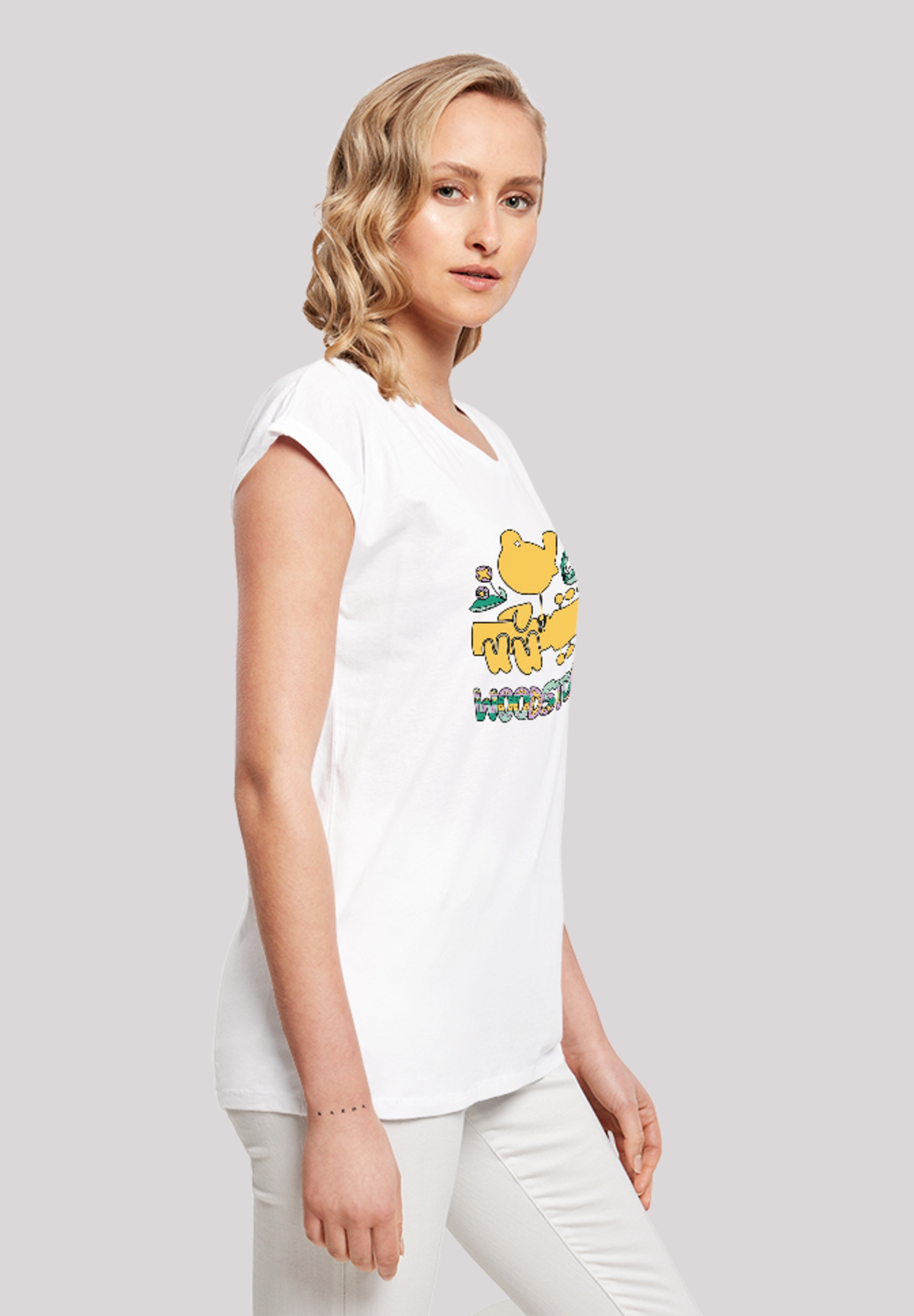 F4NT4STIC T-Shirt »Extended Shoulder T-Shirt Woodstock Artwork«, Damen,Premium Merch,Regular-Fit,Kurze Ärmel,Bandshirt