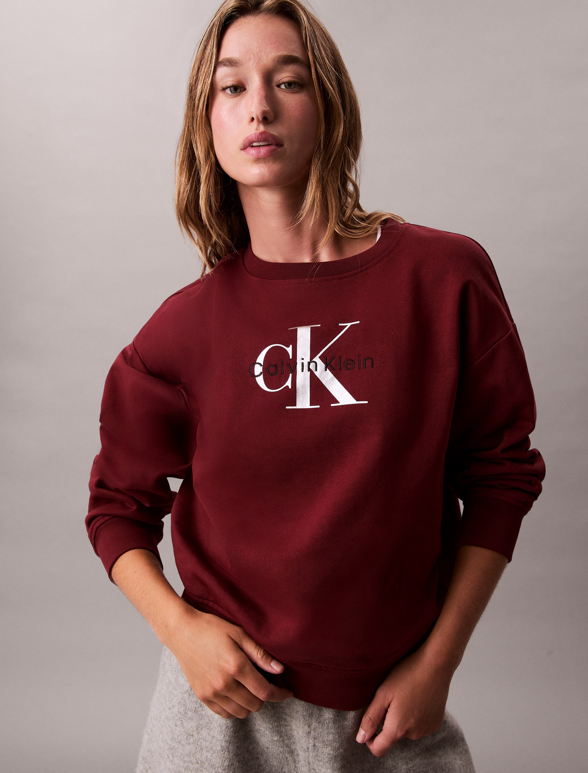 Calvin Klein Jeans Sweatshirt "LS MONOLOGO FRENCH TERRY RLXD CR", Logoschri günstig online kaufen