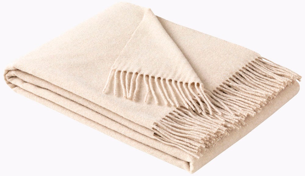 Wohndecke ESTELLA, B:130cm L:180cmbeige, Obermaterial: 100% Baumwolle, Wohndecken, "Monte Vigino", 100% Cashmere: Luxus pur, weich und langlebig