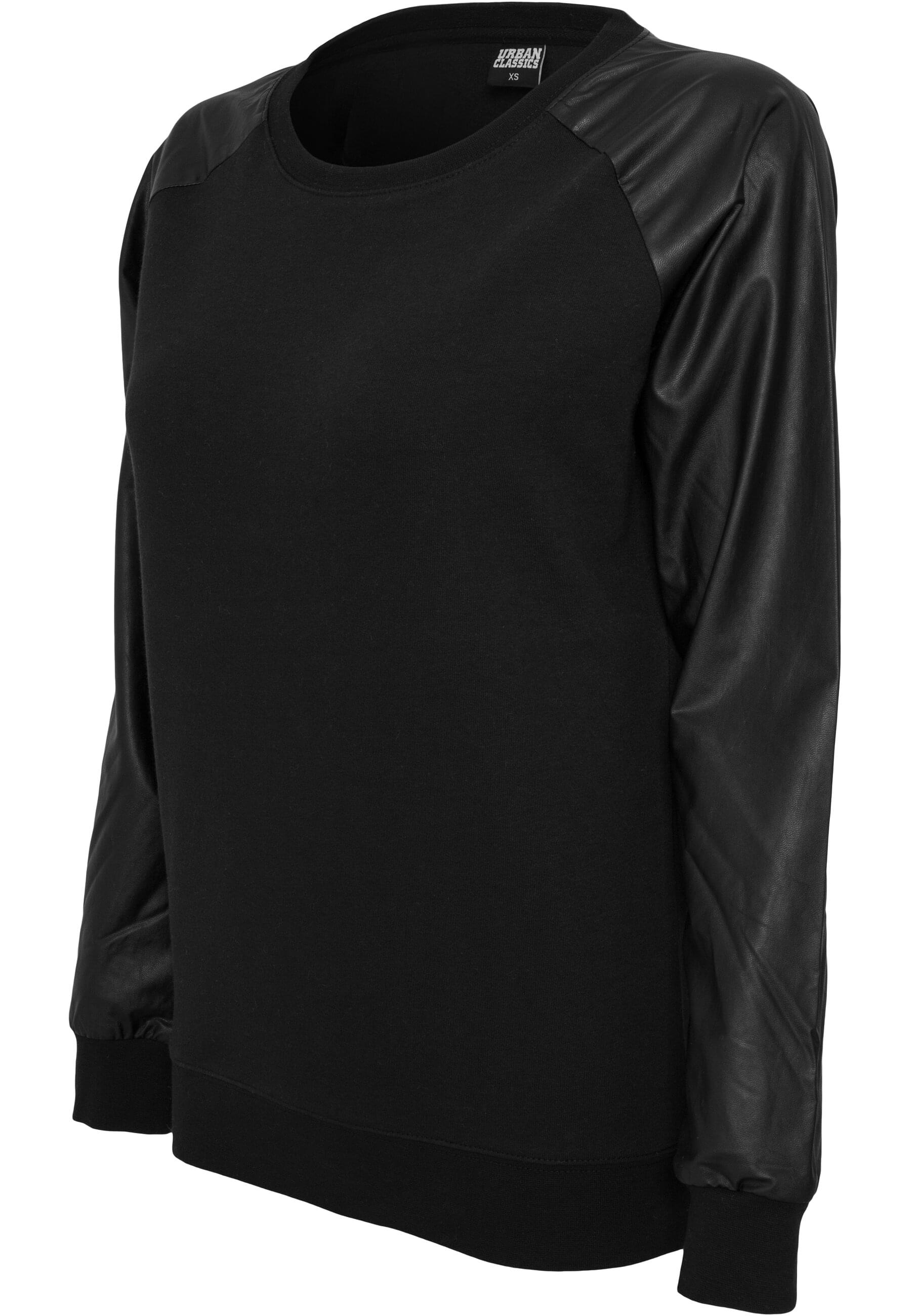 URBAN CLASSICS Sweatshirt »Urban Classics Damen Ladies Synthetic Leather Wideneck Crew«, (1 tlg.)