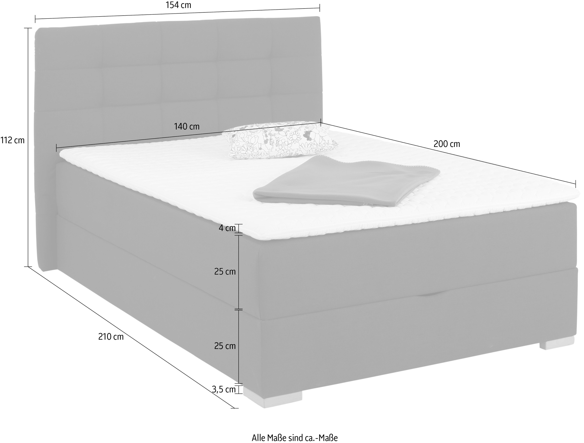 Home affaire Boxbett »Olivet«, in 4 Farben, 4 Breiten, 2 Matratzenarten, auch in Überlänge 220 cm