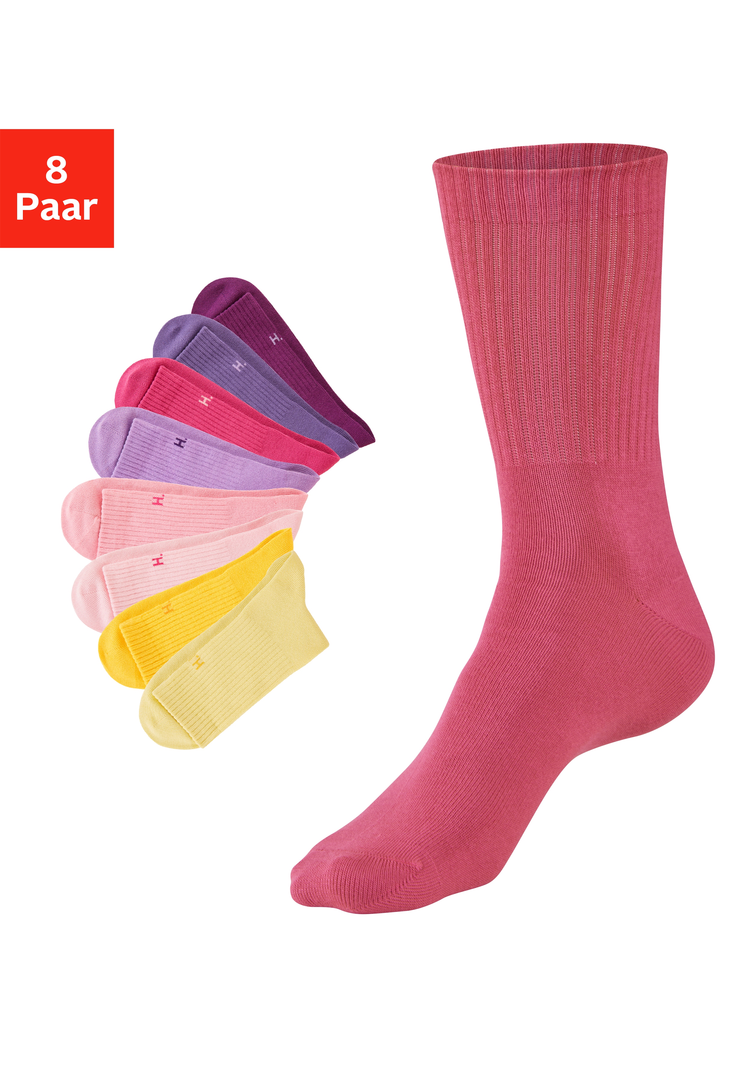 H.I.S "Sportsocken Damen, casual" Packung, 8 Paar tlg. ohne Frottee; ideal auch für den Alltag