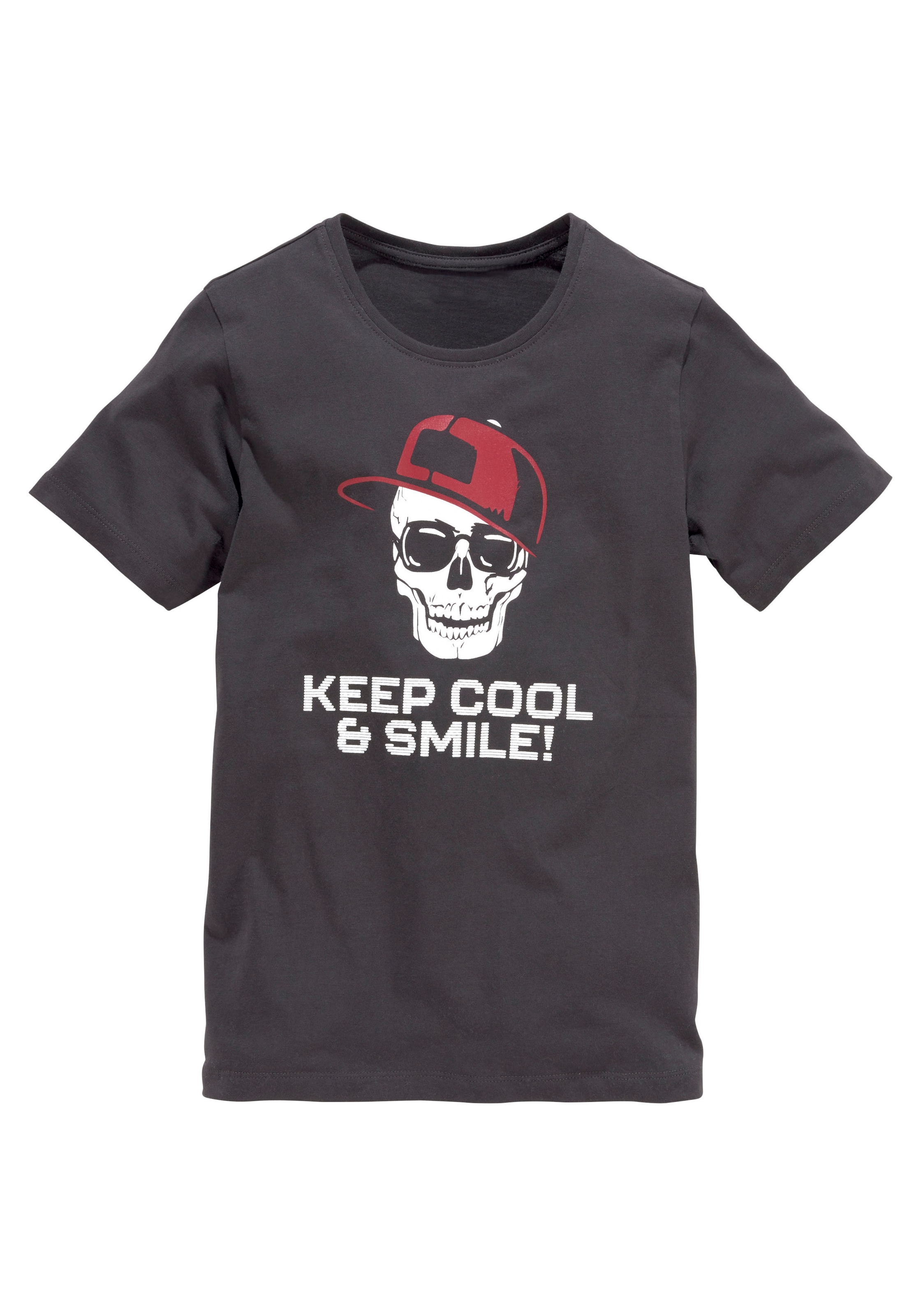 KIDSWORLD T-Shirt »Mit Sprüche-Print: KEEP COOL...«, kurzärmelig, basic geschnitten, Rundhalsausschnitt, aus Baumwolle