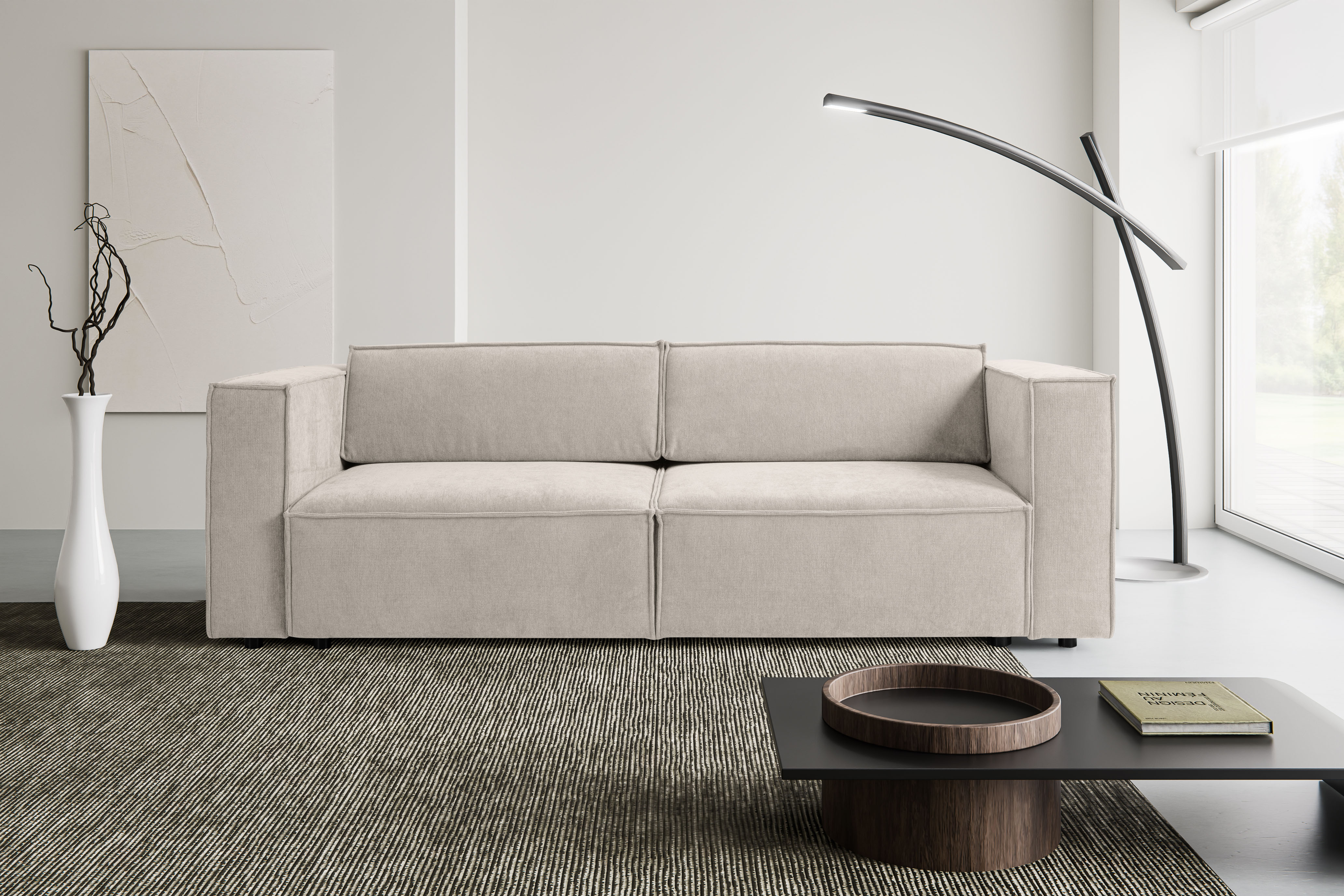 WERK2 Schlafsofa "Kansas Breite 252 cm, modern & bequem, viel Platz, kubisches Design" Struktur, Bettkasten