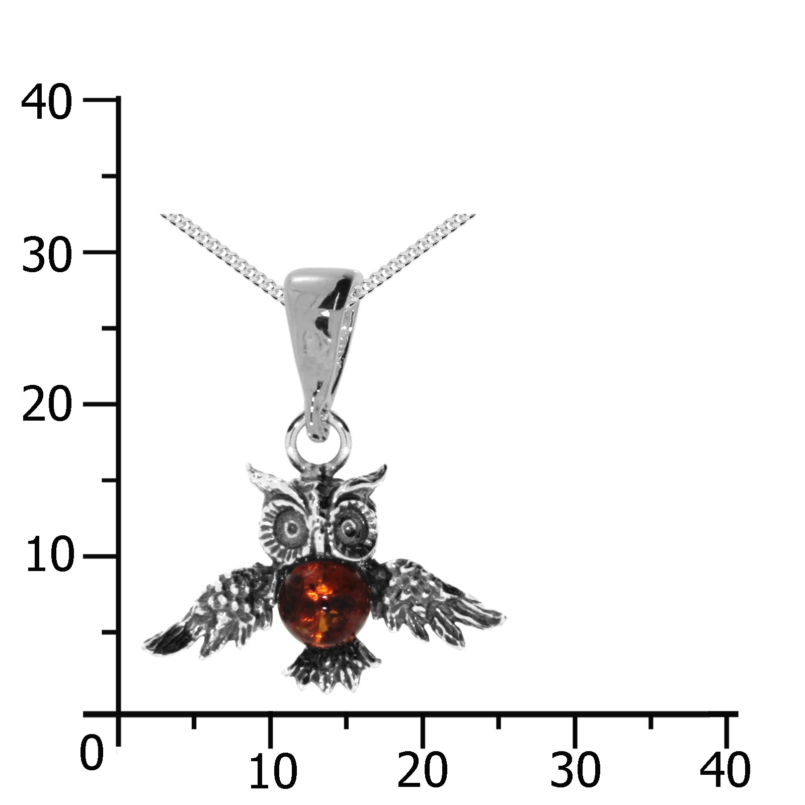 Ostsee-Schmuck Owl Pendant Silver 45cm 2