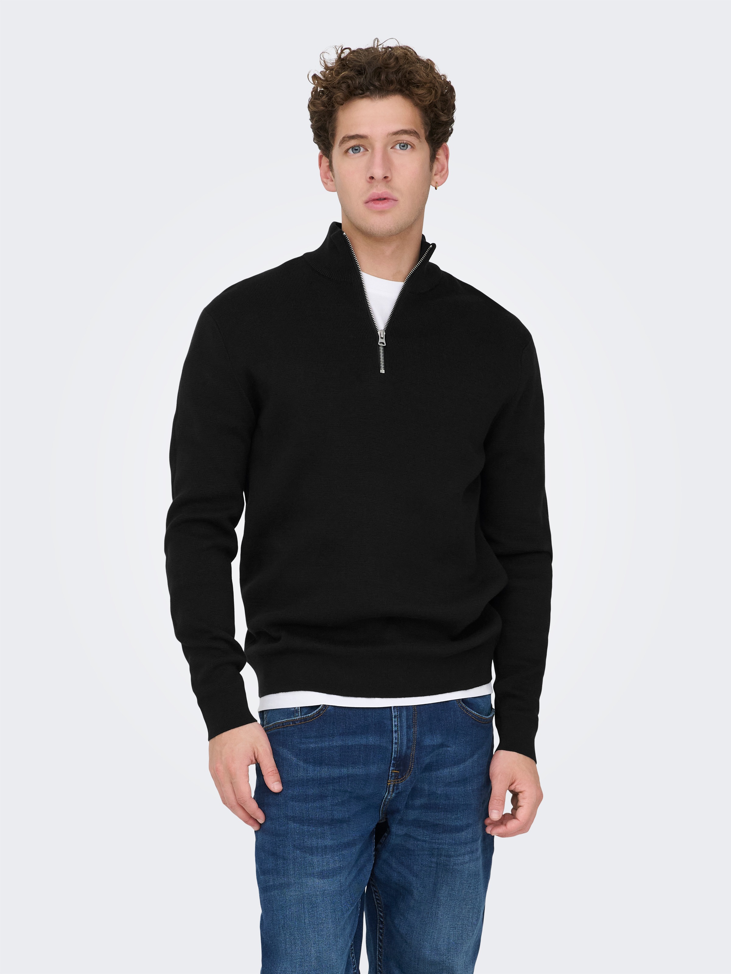 ONLY & SONS Troyer "ONSTING LIFE REG HALF ZIP KNIT NOOS" Baumwolle, regular günstig online kaufen