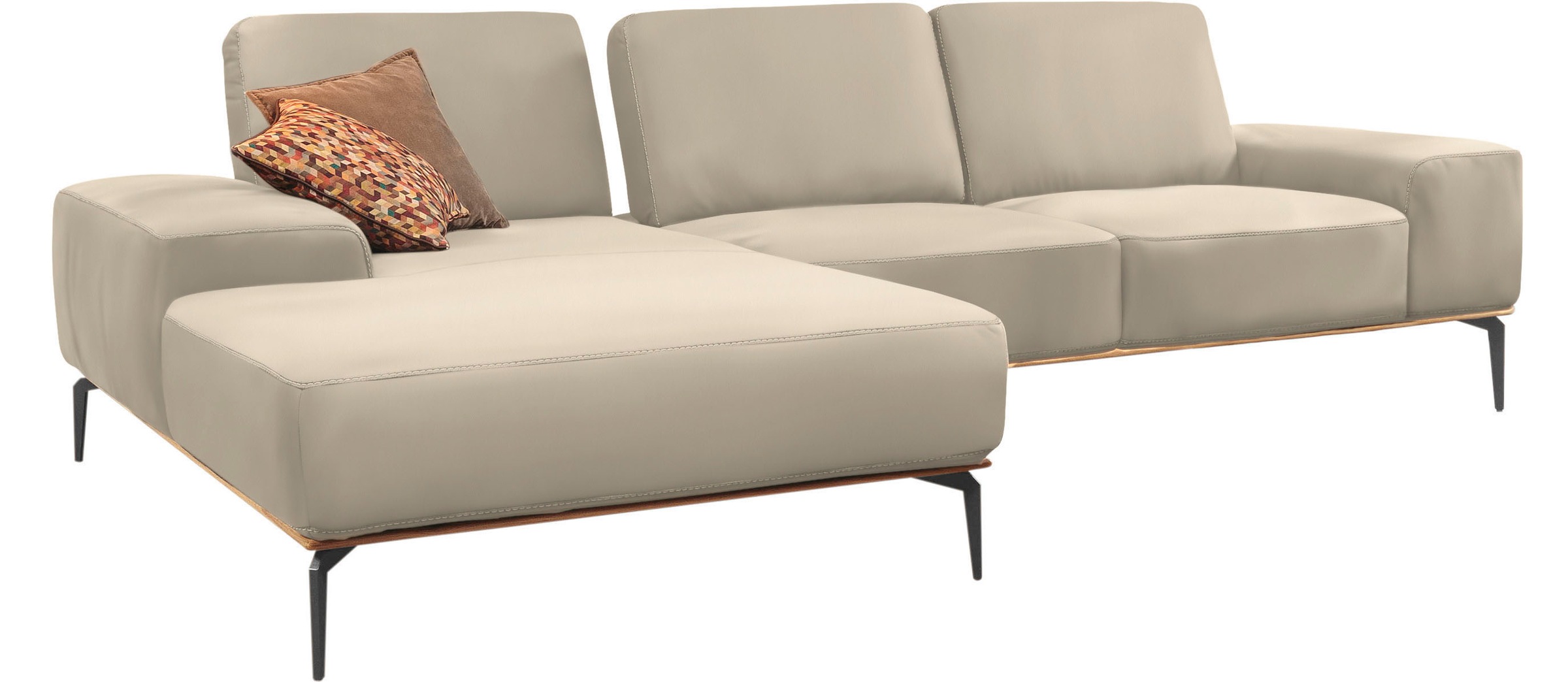 W.SCHILLIG Ecksofa »run, Designsofa mit tollem Sitzkomfort, bequem, L-Form«, mit Holzsockel, Füße in Schwarz pulverbeschichtet, Breite 299 cm