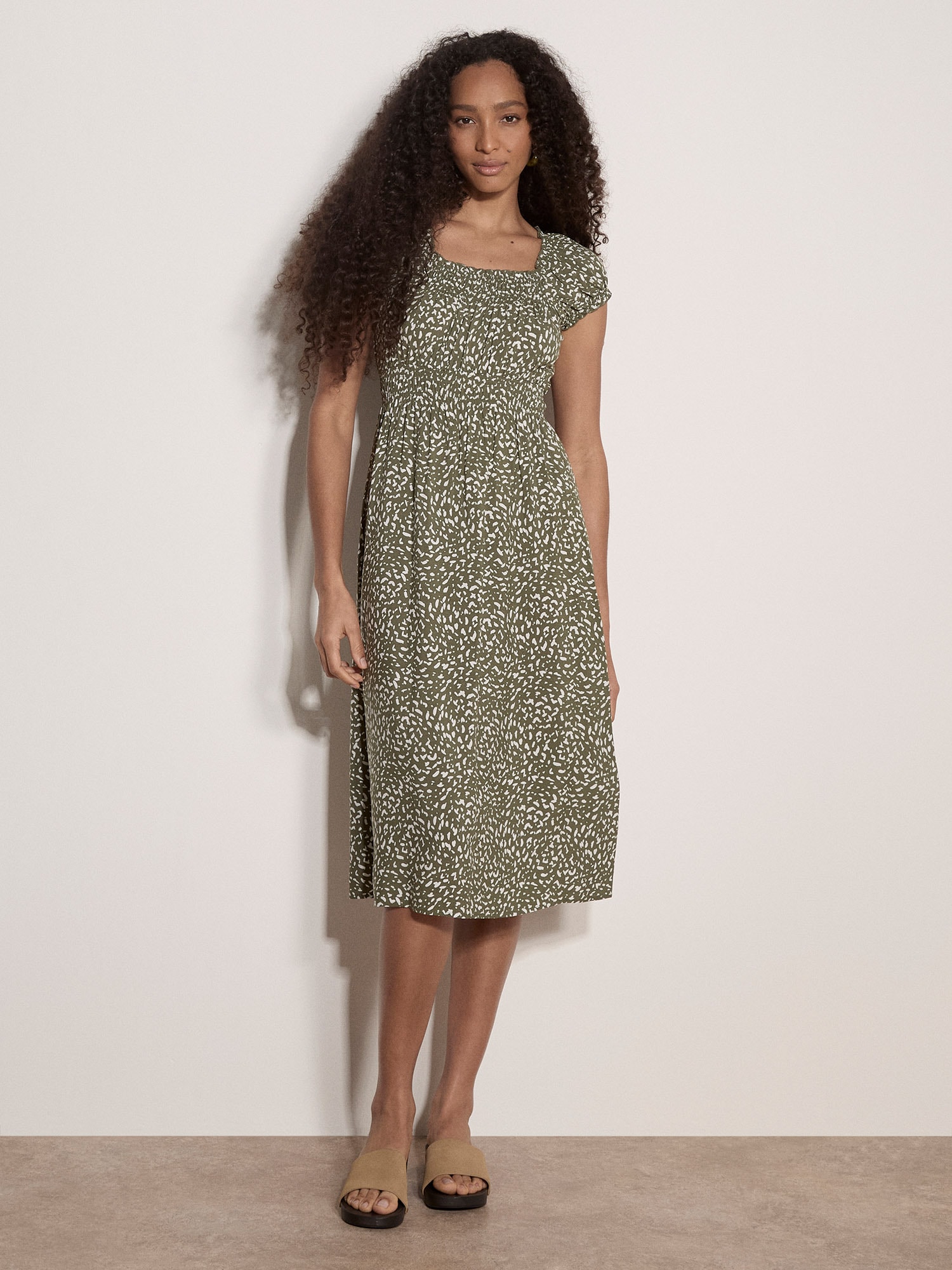 Apricot Druckkleid "Midikleid" Elastischer Bund