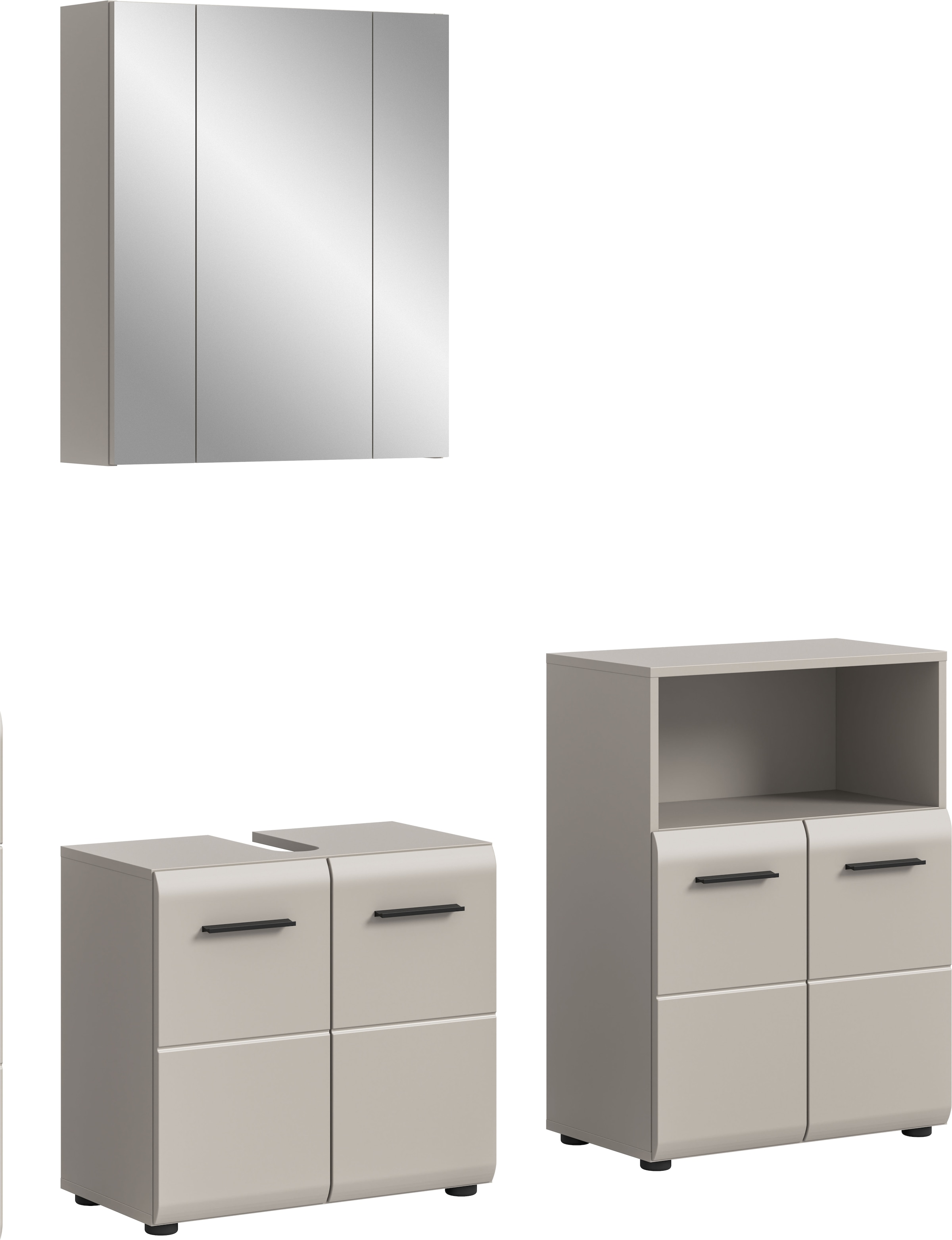 welltime Badmöbel-Set "FLORENZ, 3-teilige Badkombination, hochwertige MDF-Front" Set, best. aus: Waschbeckenunterschrank, Spiegelschrank, Midischrank breit, 3 Stk. tlg.