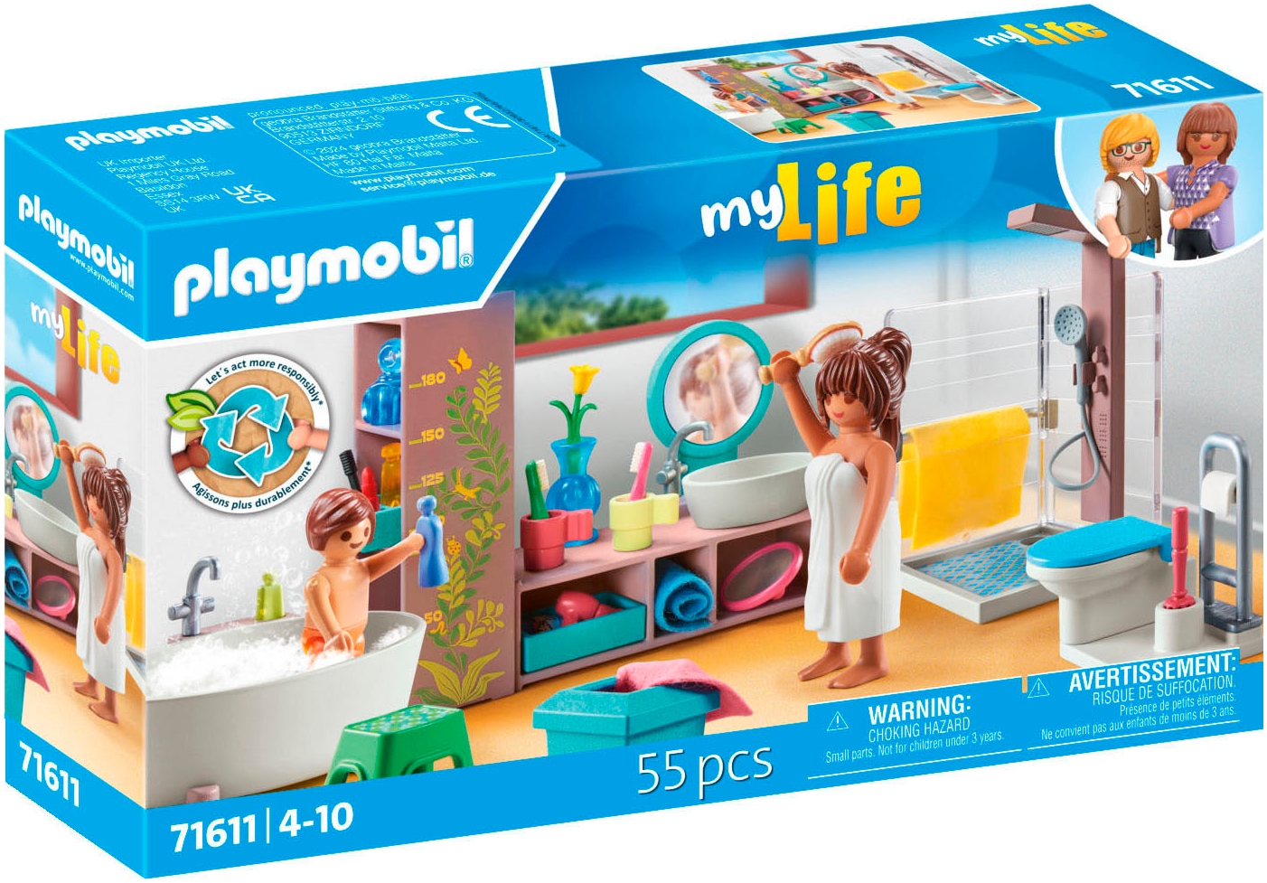 Playmobil® Konstruktions-Spielset »Badezimmer (71611), myLife«, (55 St.), Made in Europe