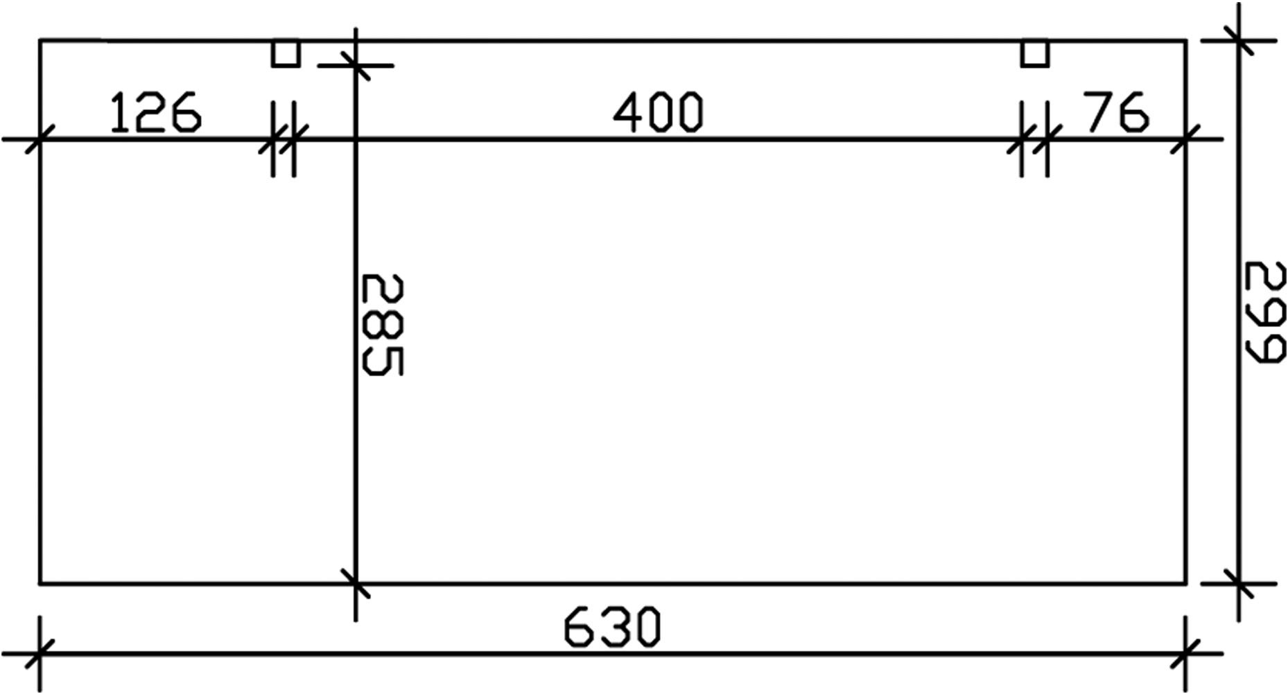 Skanholz Einzelcarport »Schwaben«, Leimholz, Fichte, 285 cm, Nussbaum, Erweiterung, 299 x 630 cm