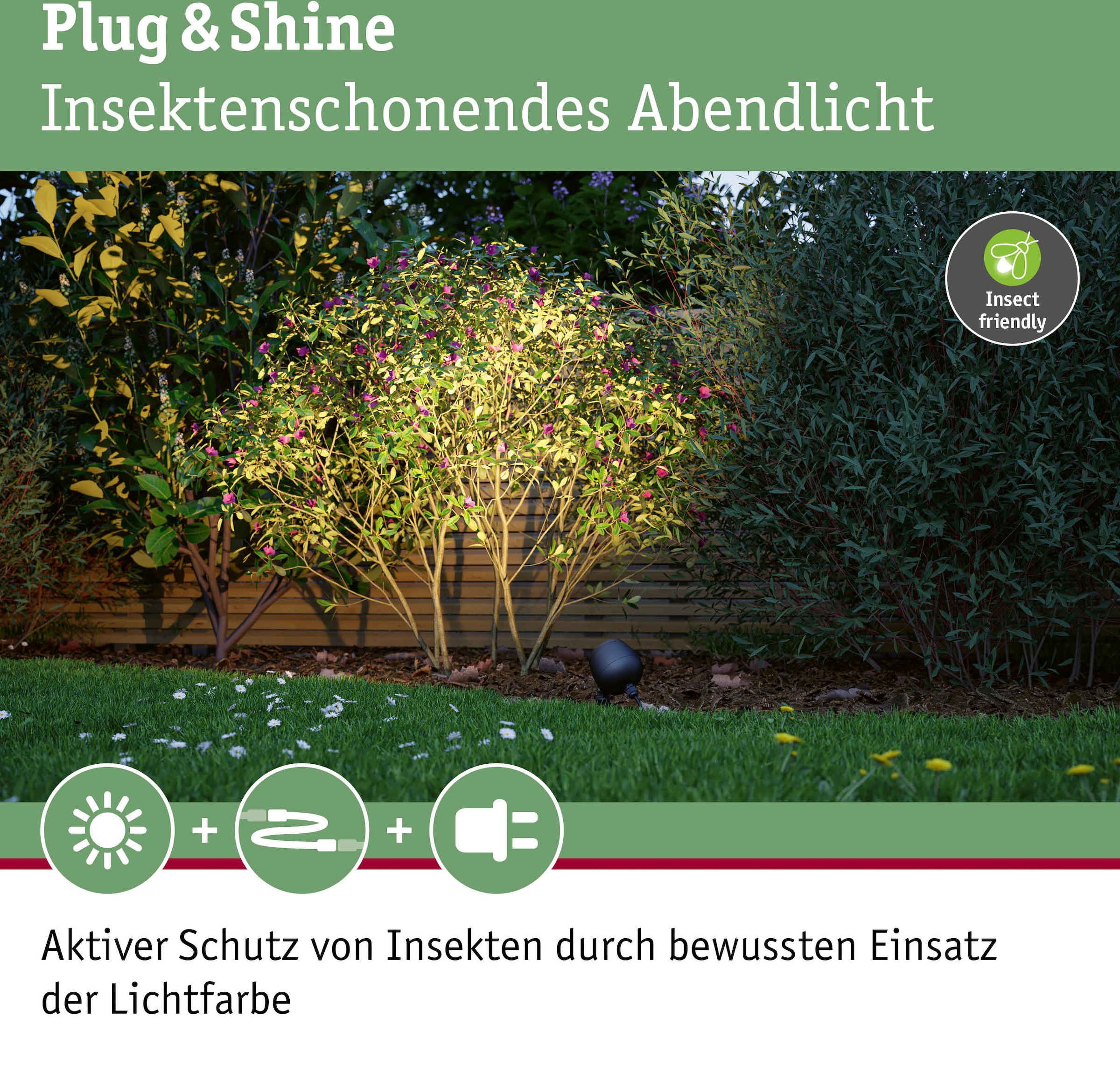 Paulmann LED Gartenleuchte »Outdoor Plug & Shine Spot Kikolo Insect friendly ZigBee«, 1 flammig, Insektenfreundlich