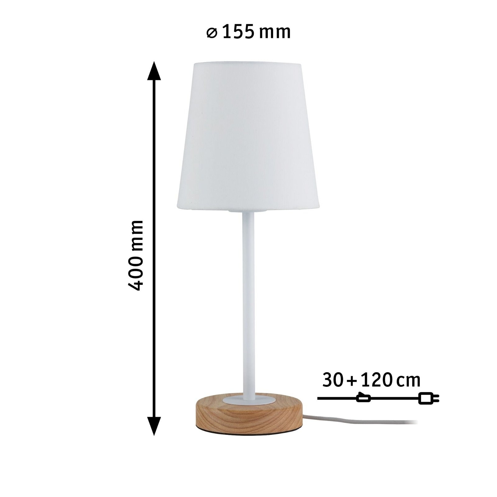 Paulmann Tischleuchte »Neordic Stellan max.1x20W E27 Weiß/Holz 230V Stoff/Metall«, 1 flammig, Leuchtmittel E27 | ohne Leuchtmittel