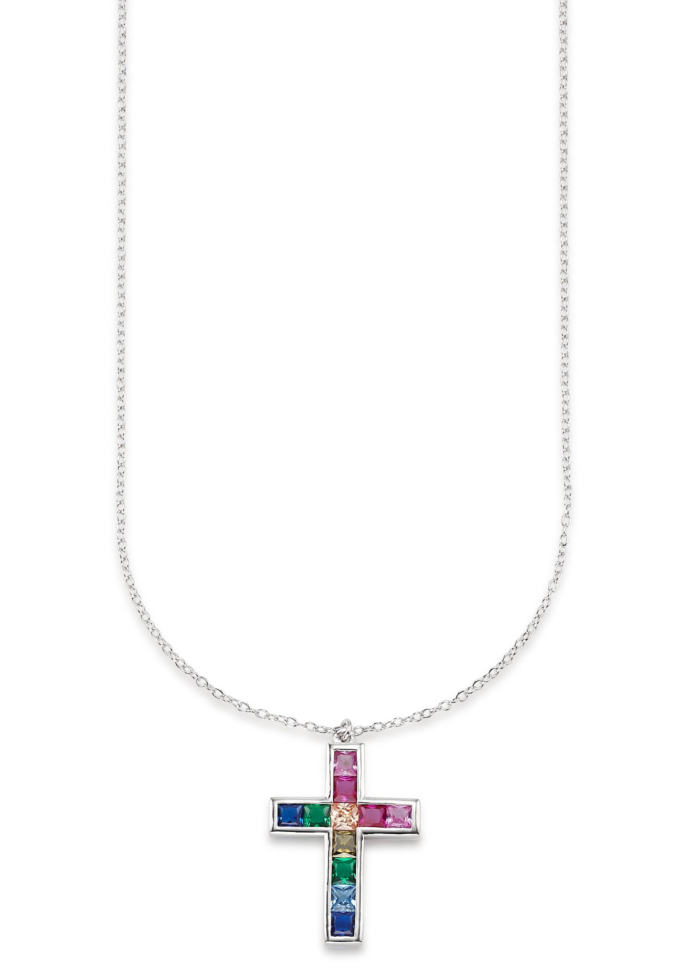 Bruno Banani Kette mit Anhänger »Schmuck Geschenk Silber 925 Halsschmuck Halskette Ankerkette Kreuz«, mit Zirkonia (synth.)