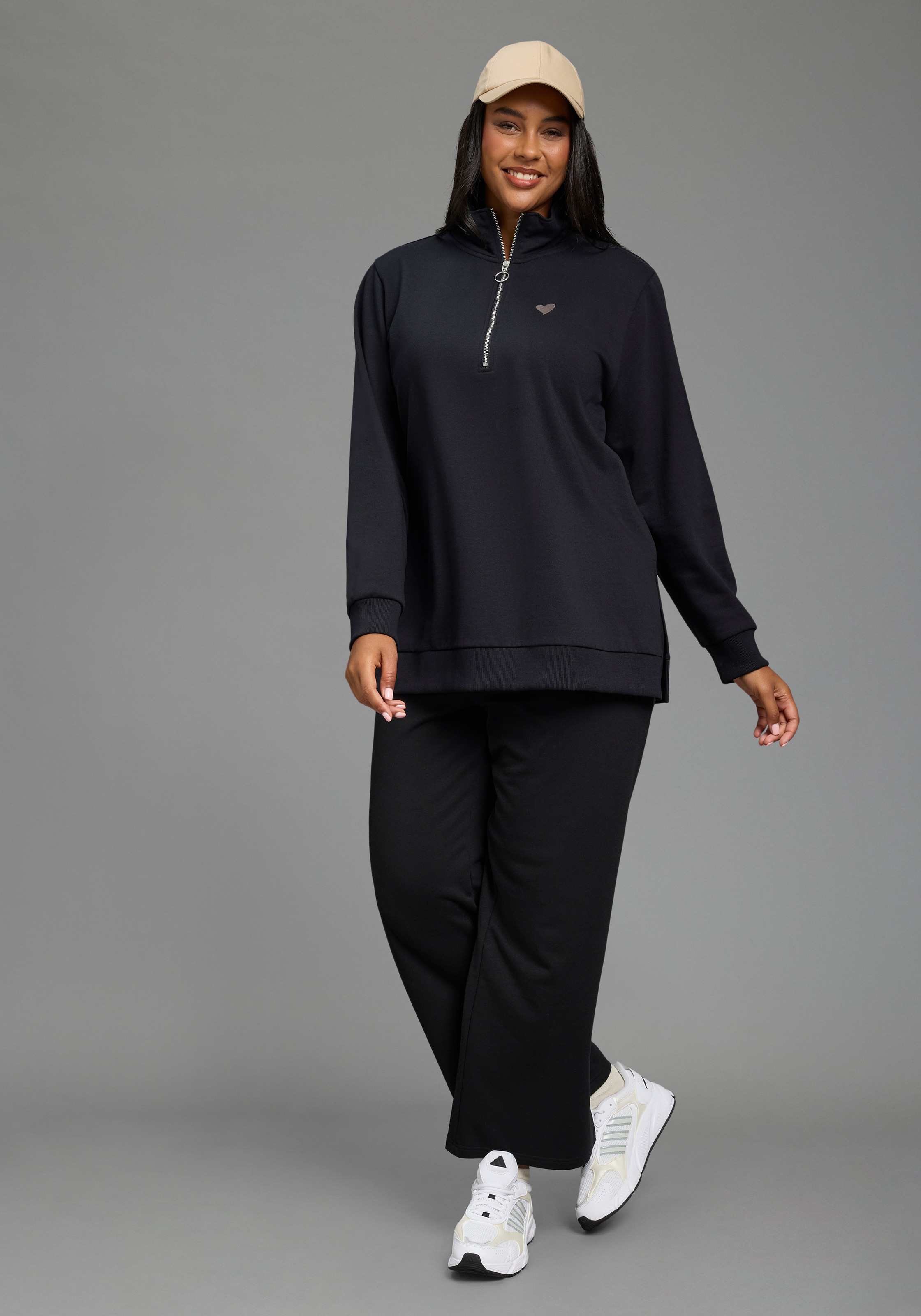 Laura Scott CURVE Longsweatshirt "Große Größen", mit Stehkragen, aus angerauter Sweatware, lässig geschnitten