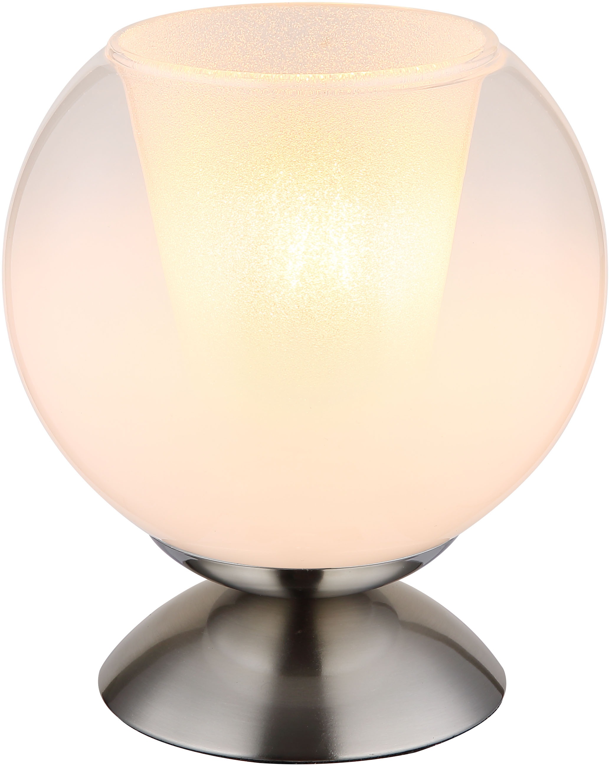GLOBO LIGHTING Tischleuchte »BARRY«, Leuchtmittel E27 | ohne Leuchtmittel, Tischlampe/Metall/Glaskugel opal/Glaskristalle klar/ø: 180mm