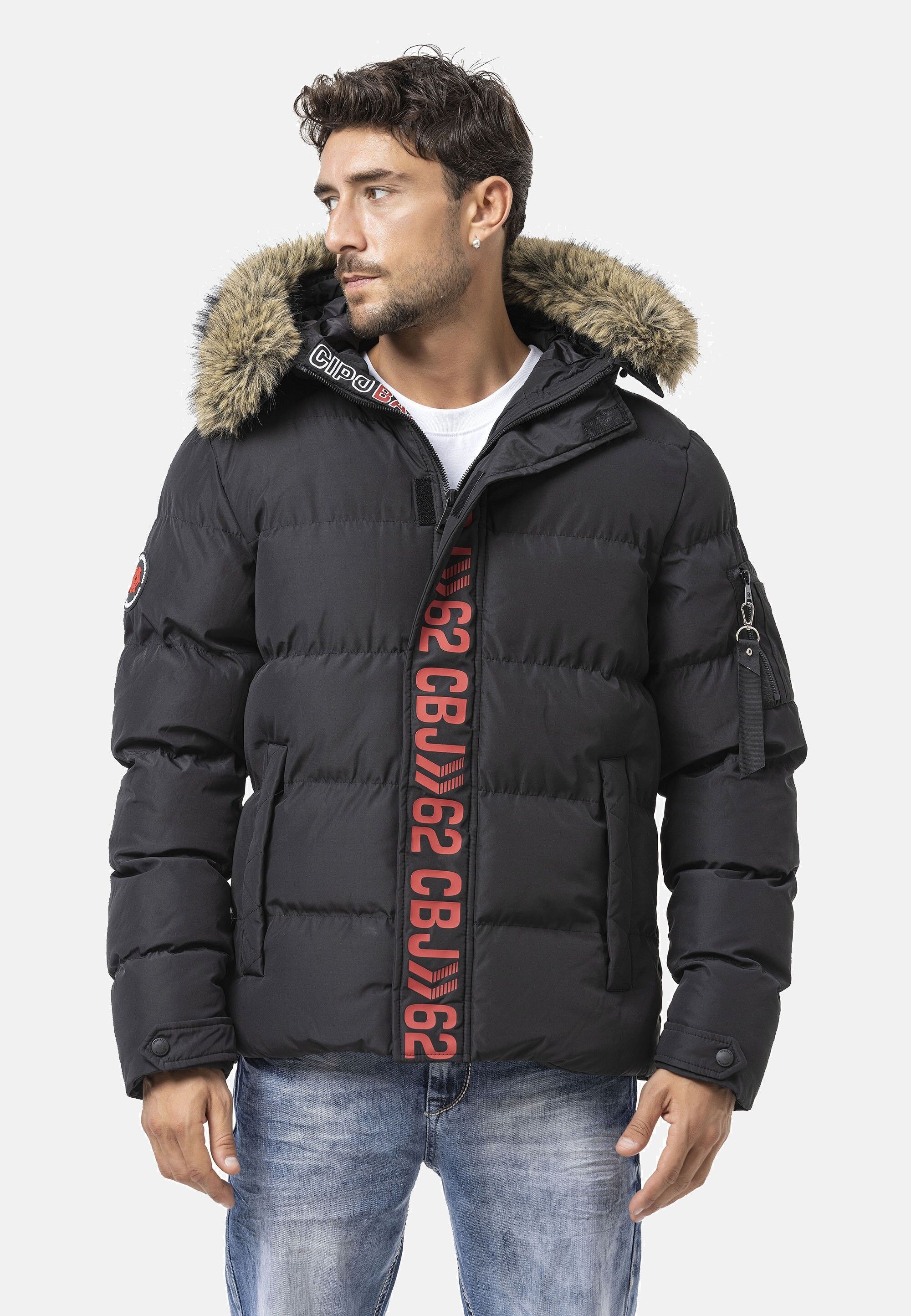 Cipo & Baxx Winterjacke "CM227" mit Kapuze warm gefüttert mit Fellkapuze & günstig online kaufen