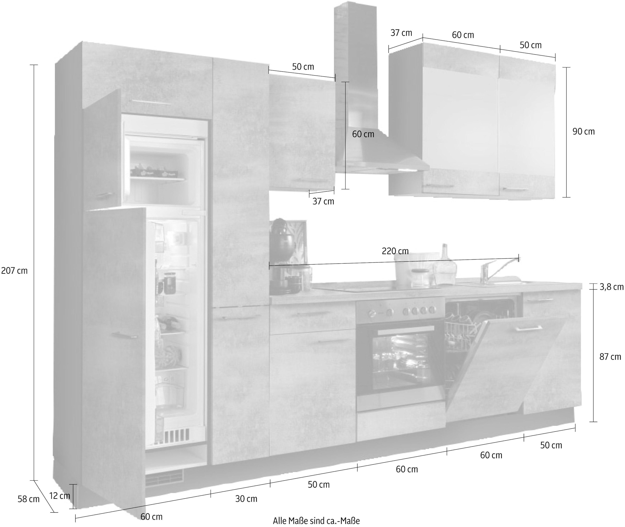 KOCHSTATION Küchenzeile »Trea«, vormontiert, mit Vollauszug und Soft-Close-Funktion, Breite 310 cm