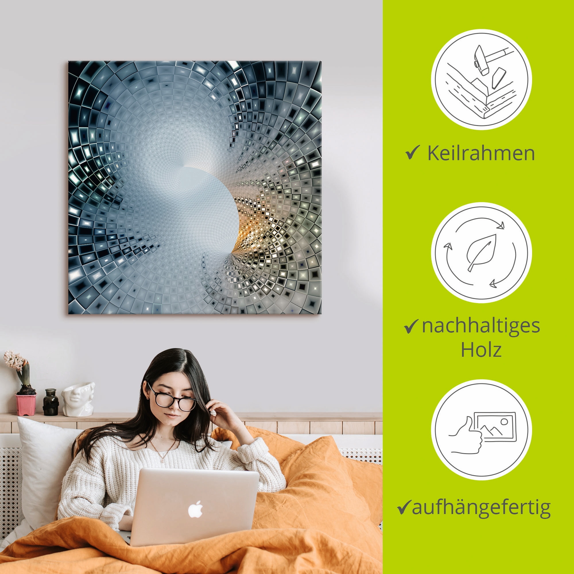 Artland Wandbild »Abstraktes in blau & Gold«, Muster, (1 St.), als Alubild, Outdoorbild, Leinwandbild in verschied. Größen
