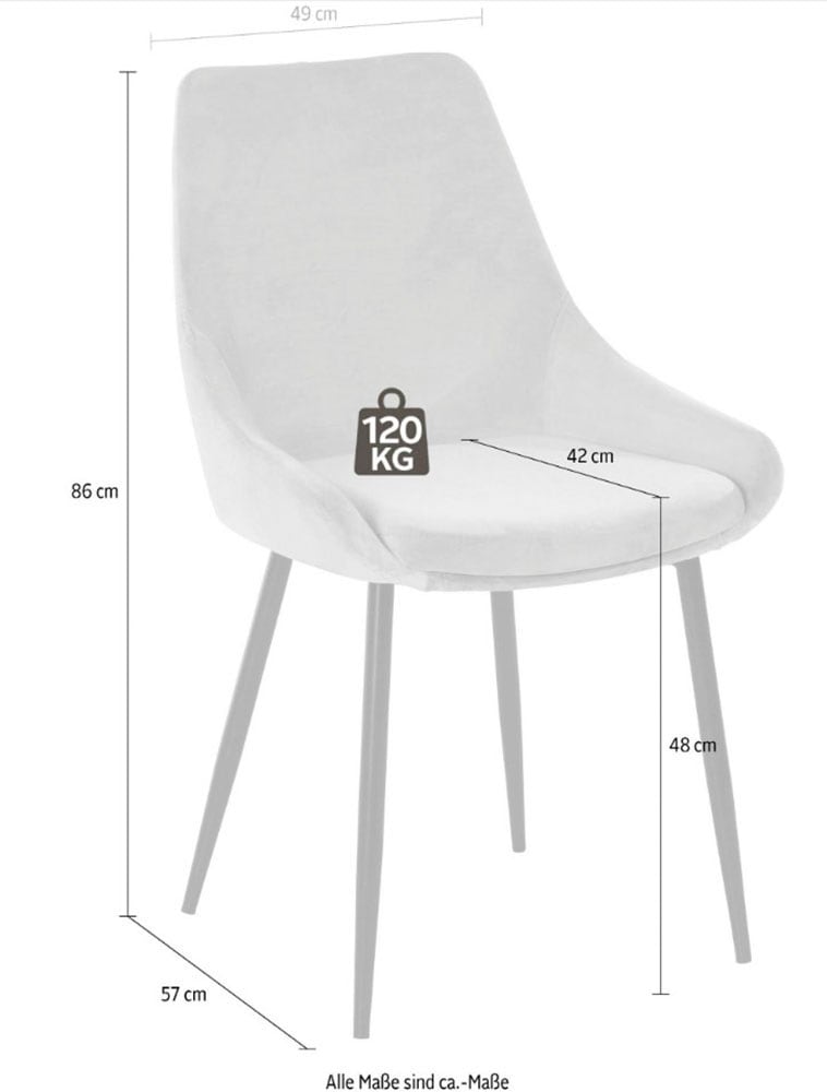 INOSIGN Esszimmerstuhl »Niam, 2er-Set, Stuhl«, Samtvelours, 2er Set, schwarze Metallbeine, pflegeleichter Samtvelours Bezug