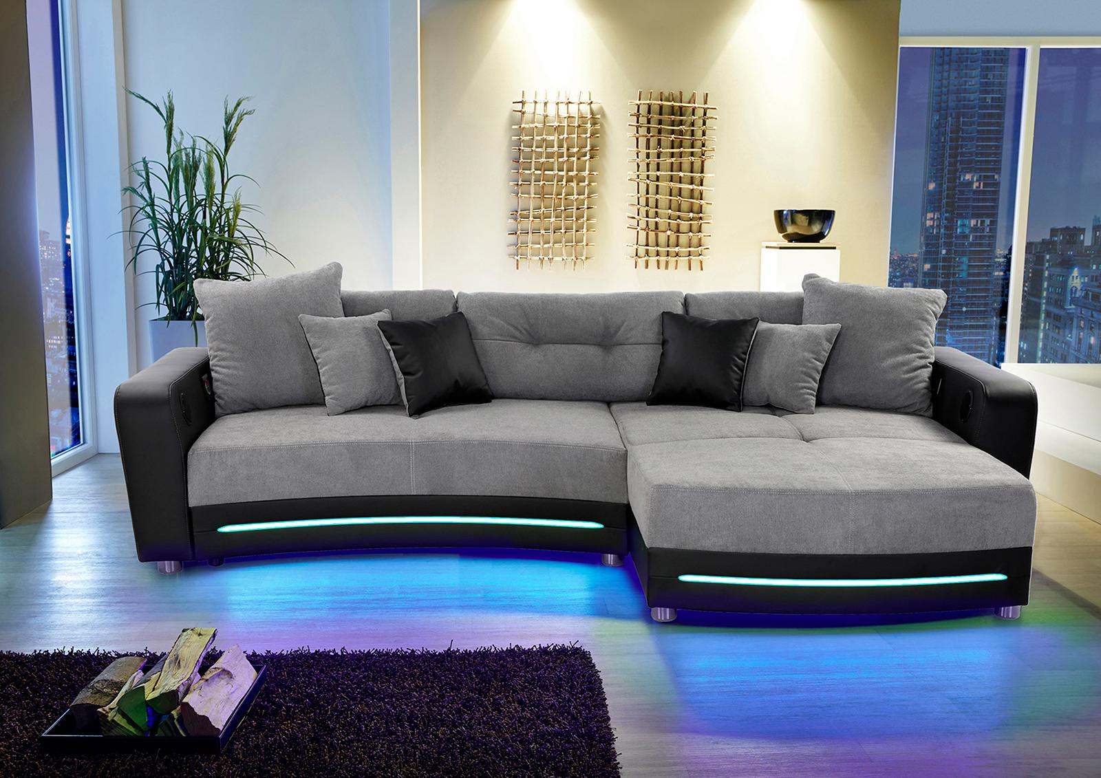Jockenhöfer Gruppe Ecksofa "Laredo L-Form, B: 322 cm, Heimkino für die ganze Familie" mit RGB-LED-Beleuchtung, Soundsystem & Zierkissen