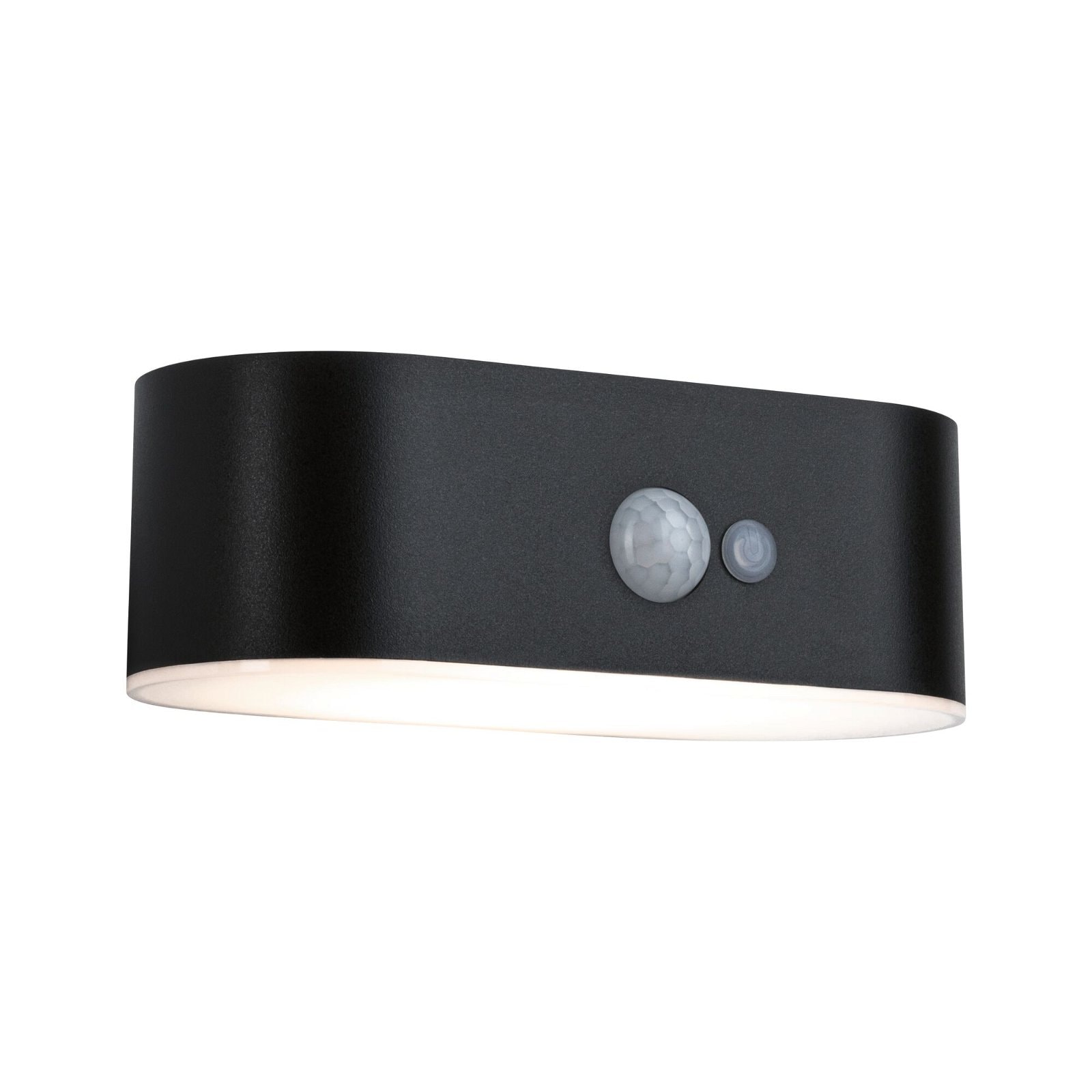 LED Außen-Wandleuchte PAULMANN, B:18cm H:6cm T:11,8cm, schwarz, Leuchten, "Solar Adya IP44 3000K 200lm Schwarz", Bewegungsmelder