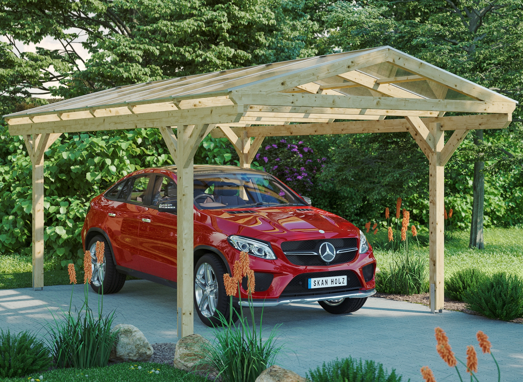Skanholz Einzelcarport "Westerwald" Leimholz 326 cm natur