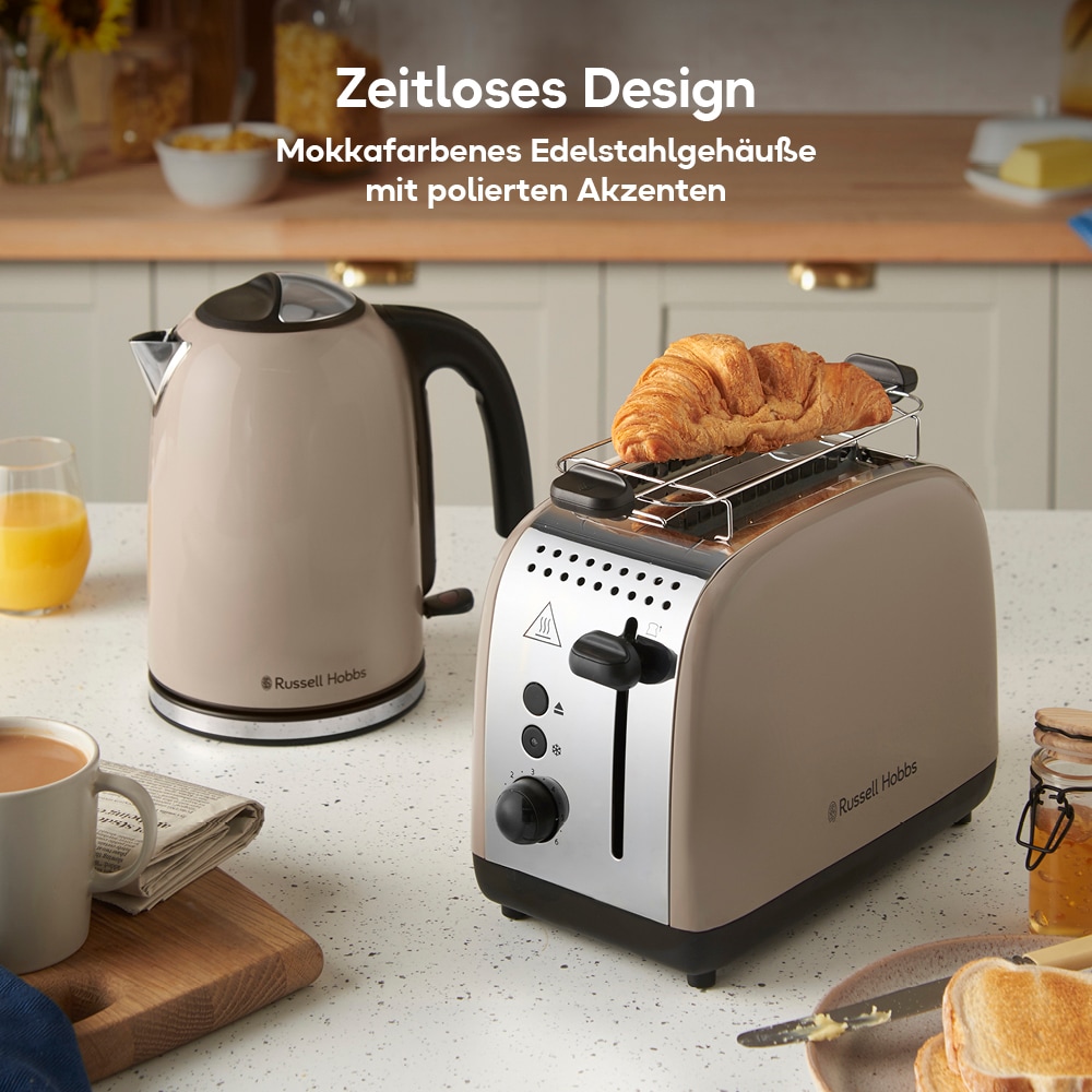 RUSSELL HOBBS Toaster »Colours Plus+ Mocha 26931-56« 1100 W 2 extra breite Toastschlitze, inkl. Brötchenaufsatz, 6 Bräunungsstufen