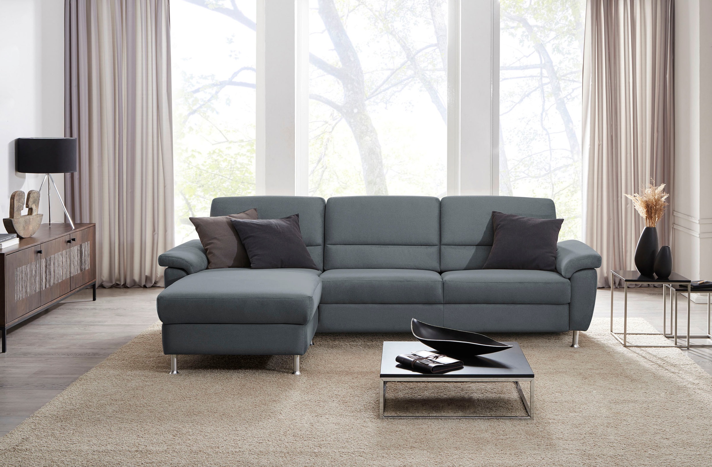 CALIZZA INTERIORS Ecksofa »Onyx L-Form«, Recamiere links oder rechts, wahlweise mit Bettfunktion, Breite 270 cm