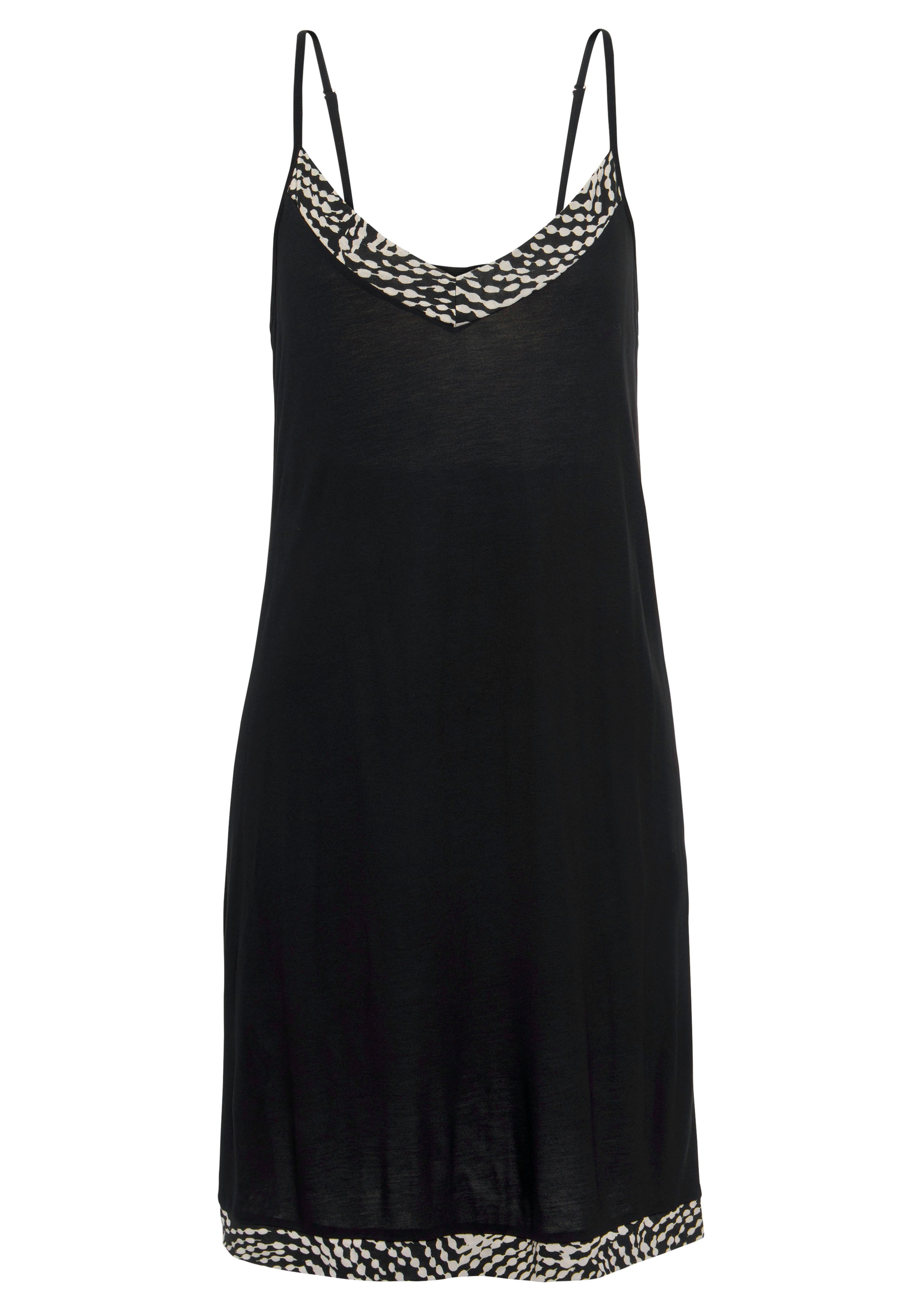 LASCANA Negligé mit gemusterter Kontrastblende günstig online kaufen