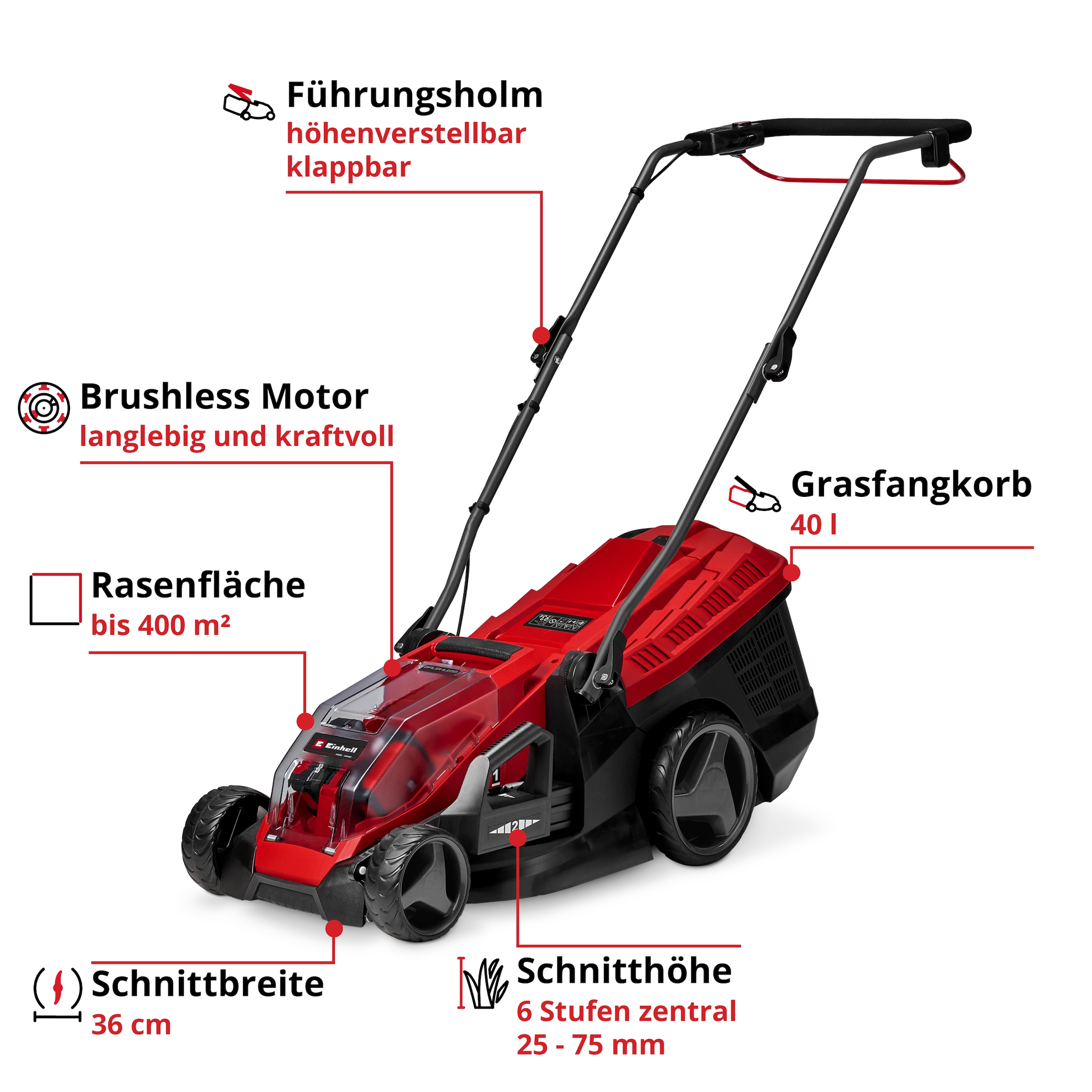 Einhell Akkurasenmäher »GE-CM 36/36 Li SET« mit 2 Akkus und Ladegerät
