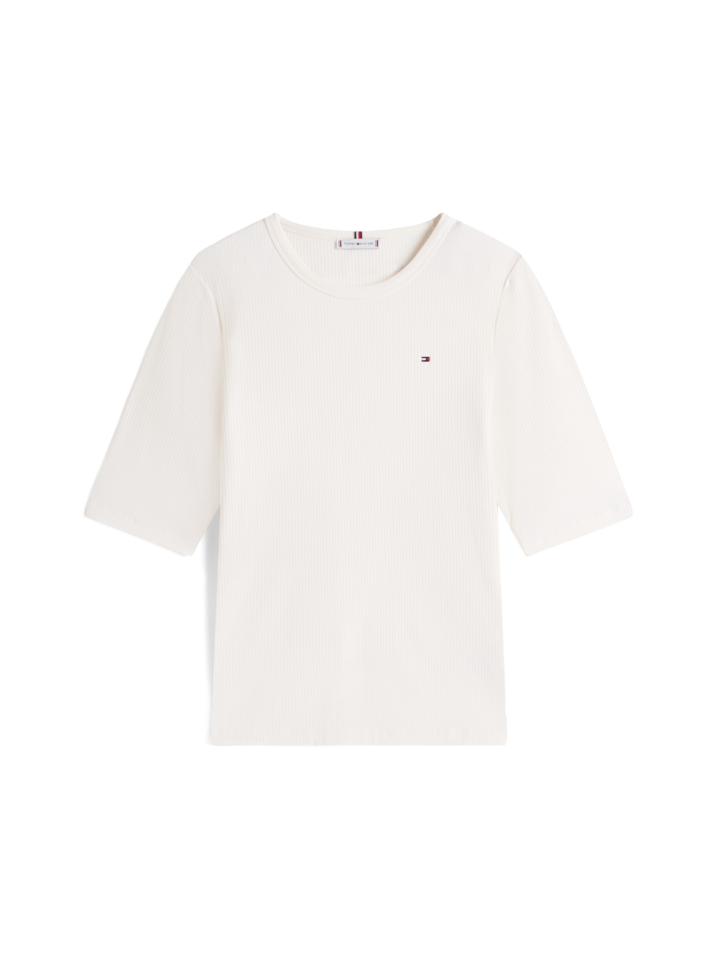 Tommy Hilfiger Curve Kurzarmshirt »CRV SLIM 5X2 RIB C-NK 1/2 SLV«, in großen Größen, in gerippter Struktur